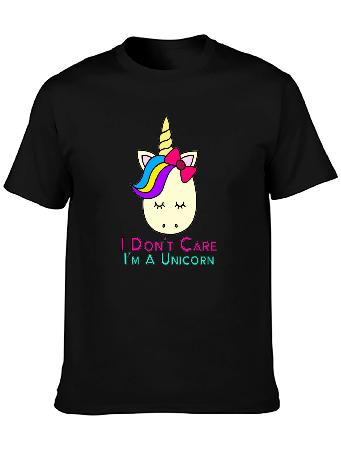 Black Unicorn T-Shirt: I Don't Care, I'm a Unicorn view 3