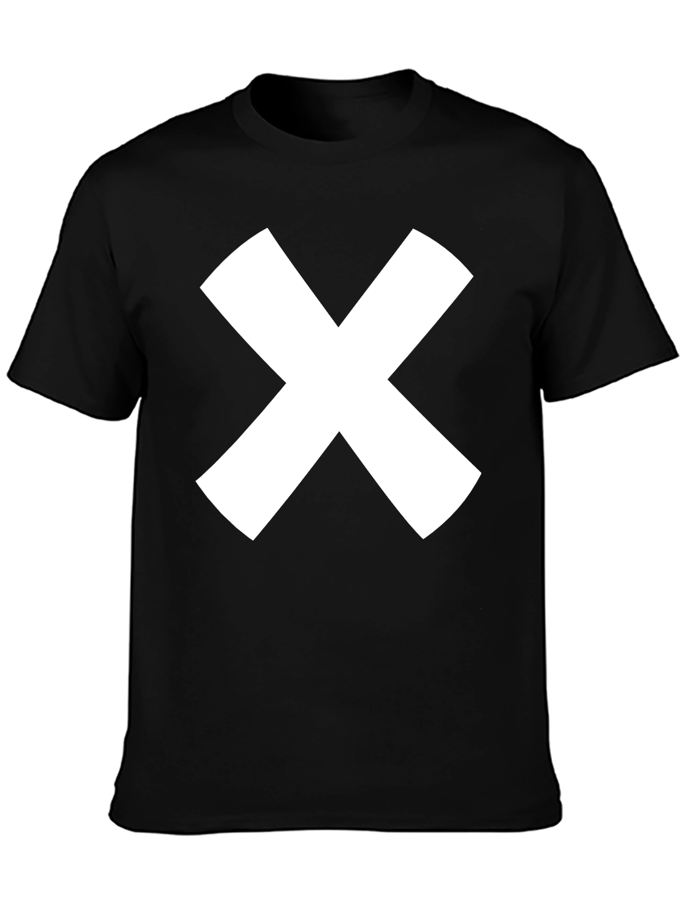 Black Bold White X Graphic Black T-Shirt - Modern Casual Style view 3