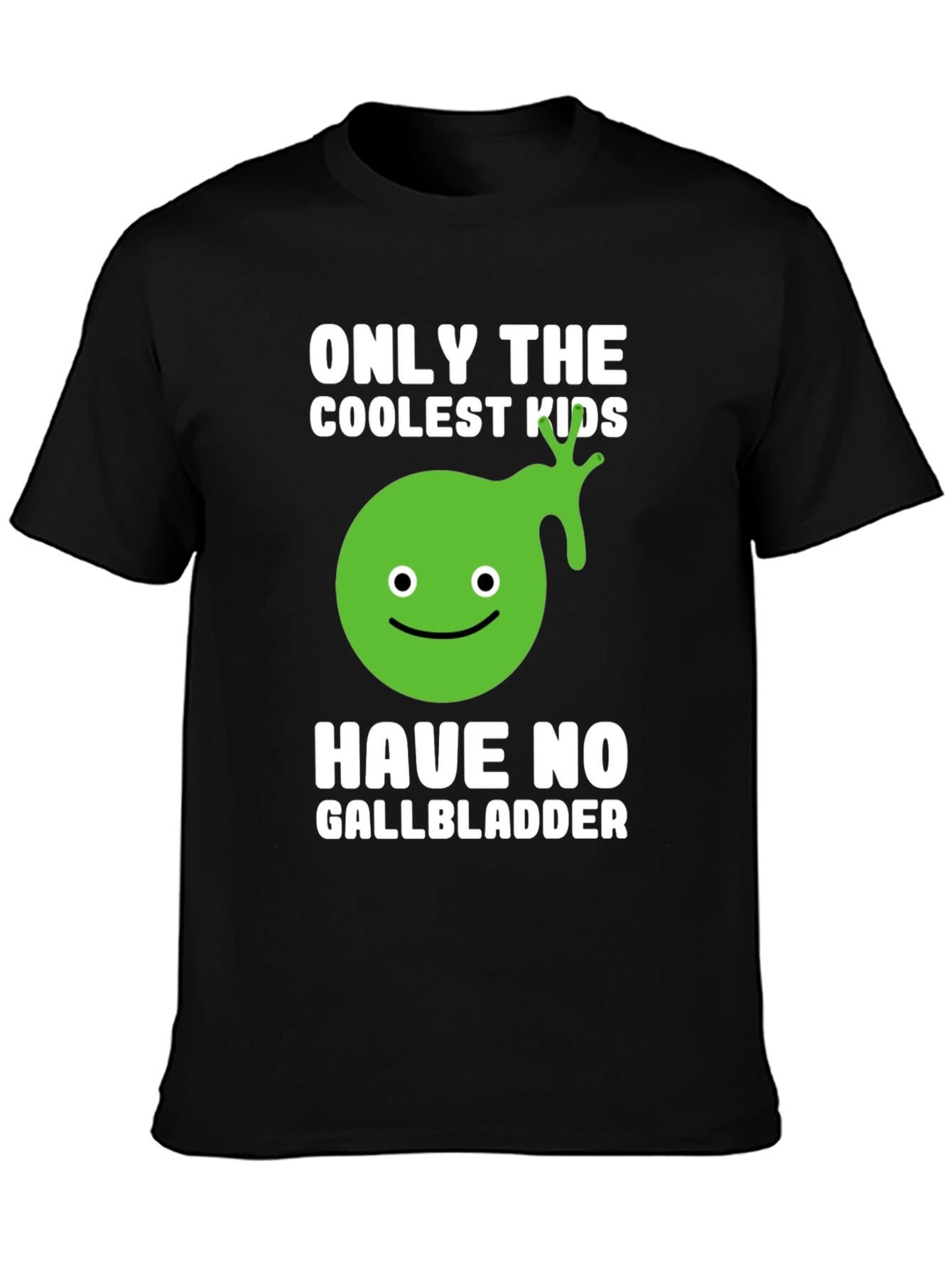 Black Coolest Kids No Gallbladder Funny Graphic T-Shirt view 3