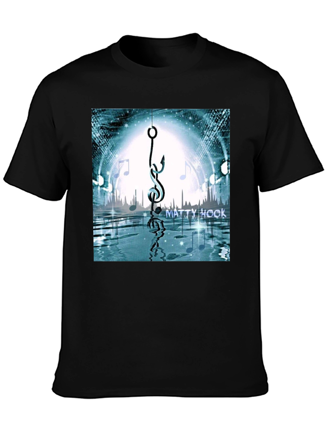 Black Matty Hook Music Graphic T-Shirt - Black Cotton Blend view 3