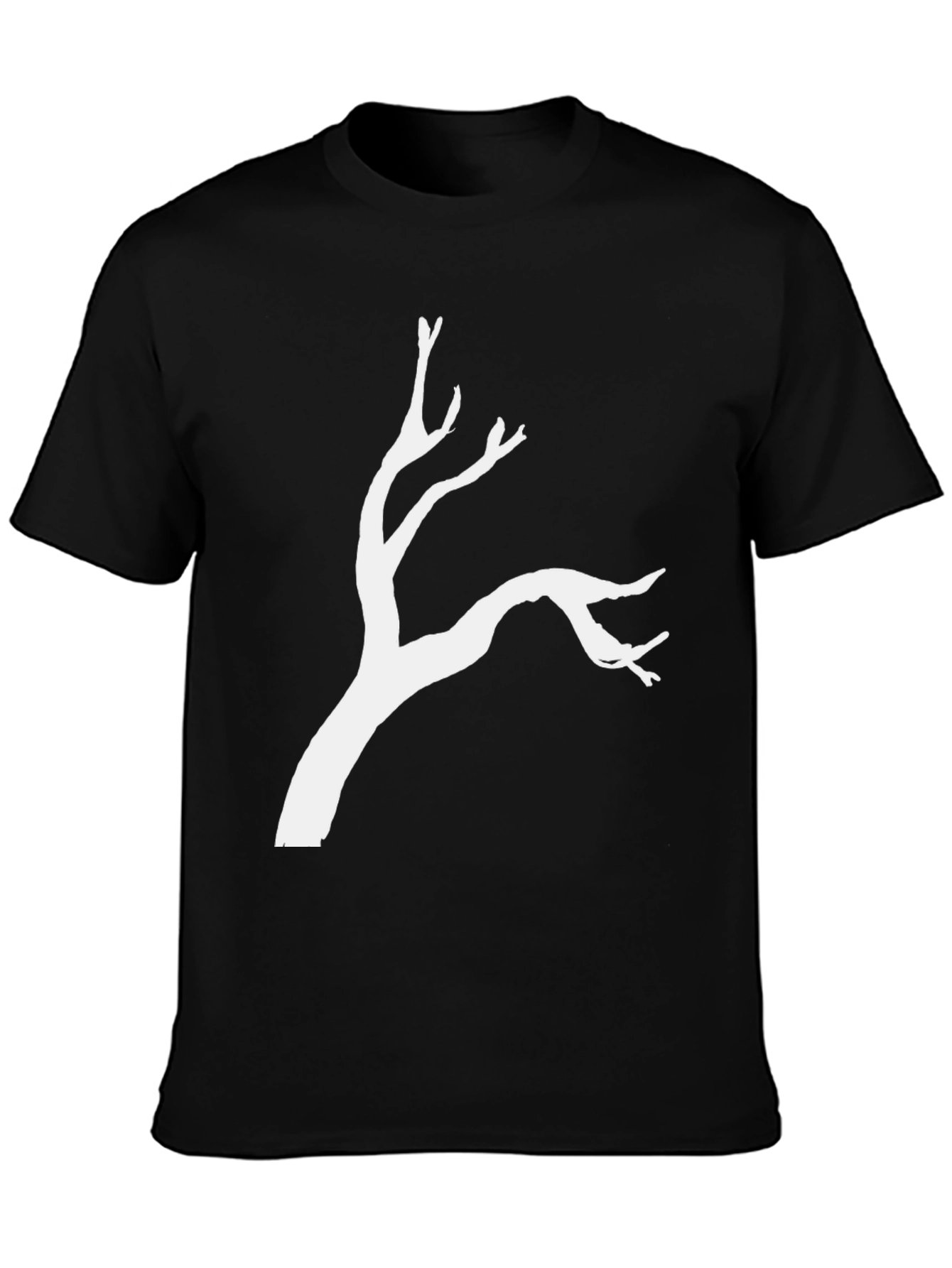 Black Minimalist Tree Branch Graphic Tee - Black Cotton view 3