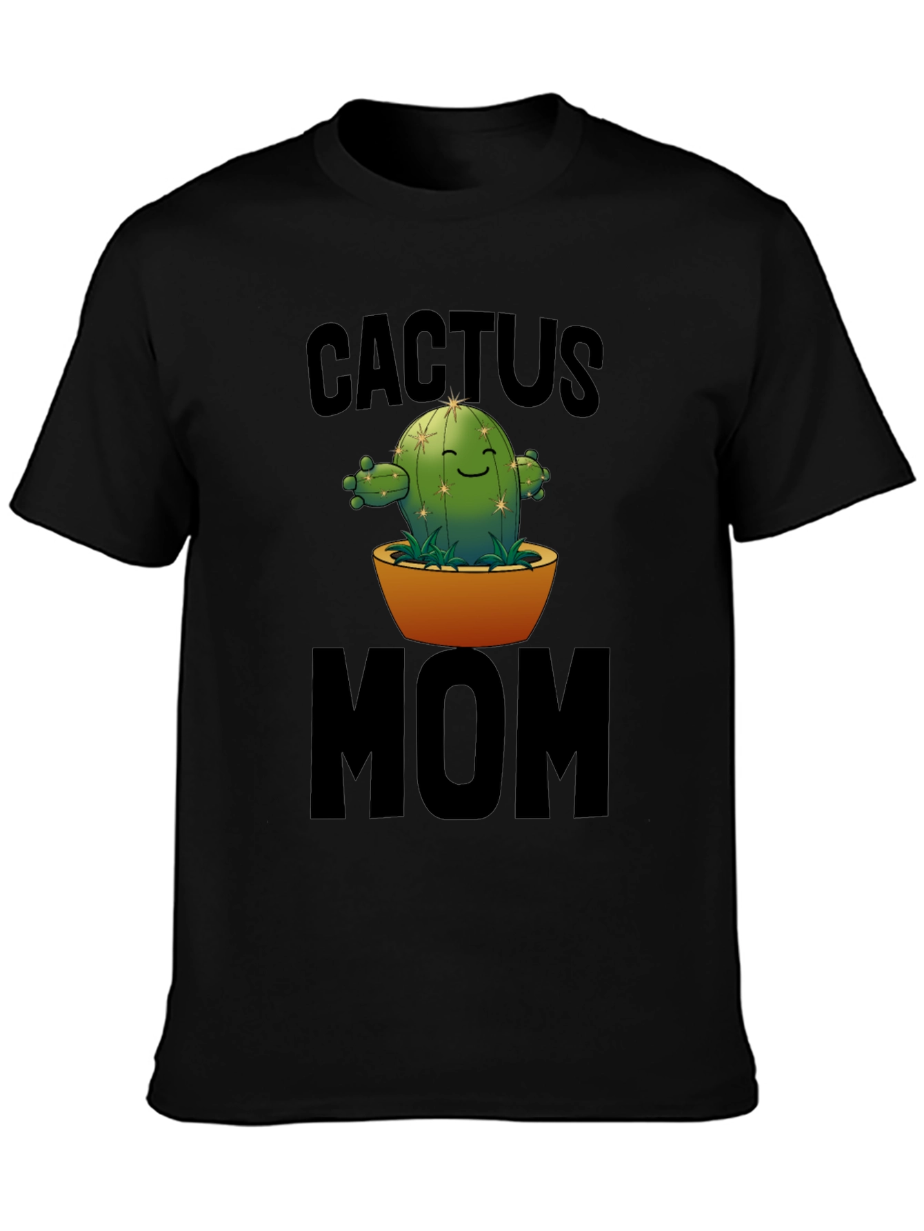 Black Cactus Mom Graphic Tee - Unisex Crew Neck view 3