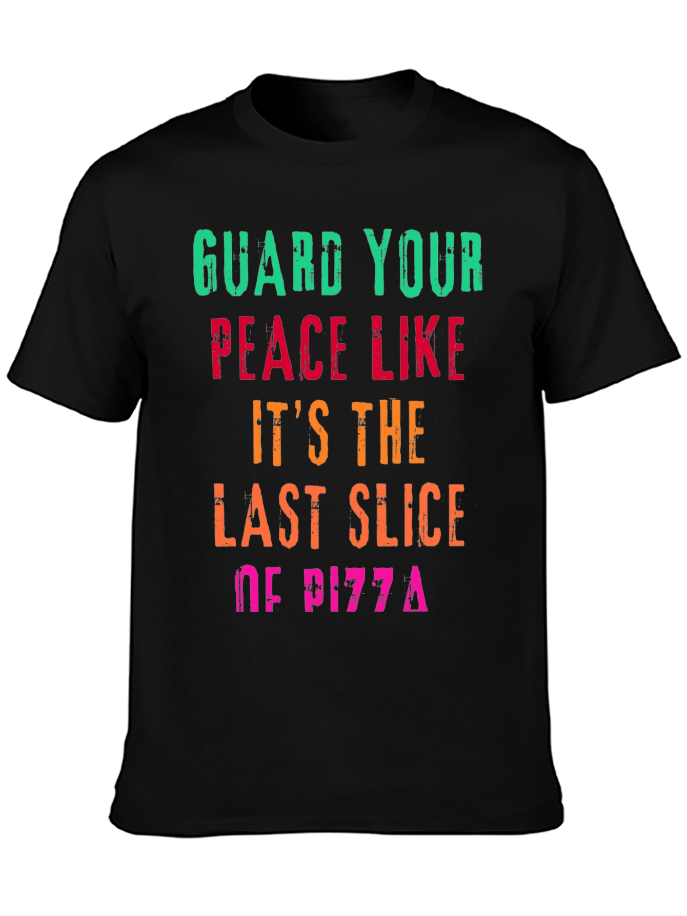 Black Guard Your Peace Pizza T-Shirt - Funny Graphic Tee view 3
