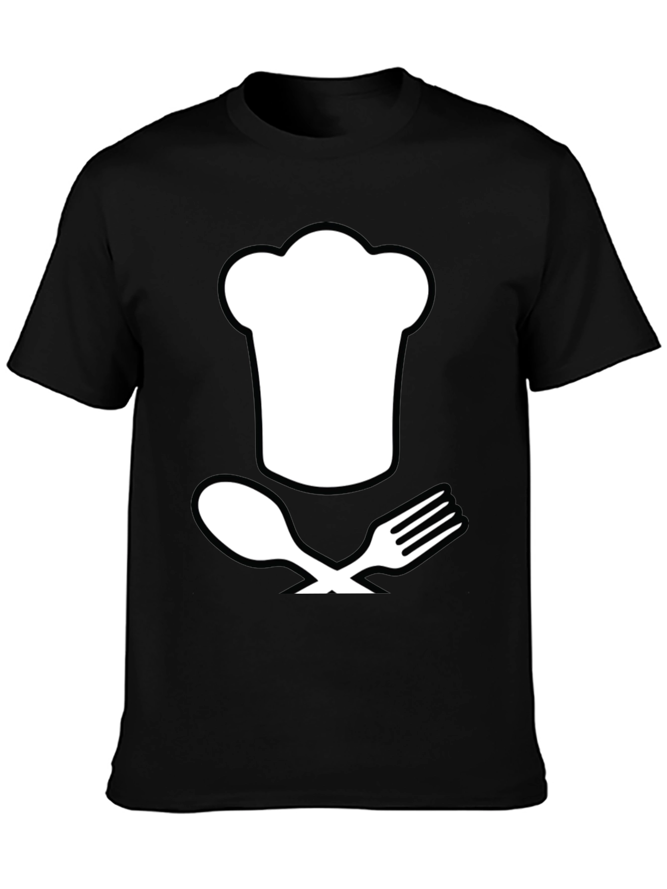 Black Chef Hat and Utensils T-Shirt view 3