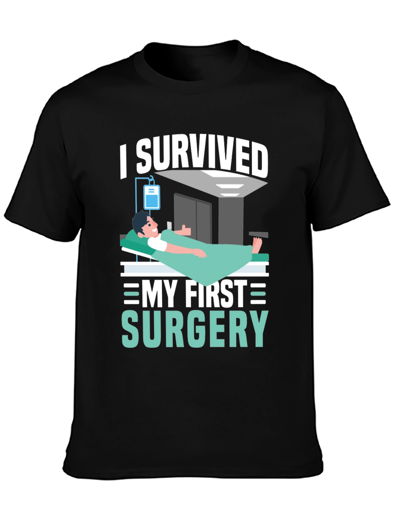 Black I Survived My First Surgery Graphic T-Shirt view 3