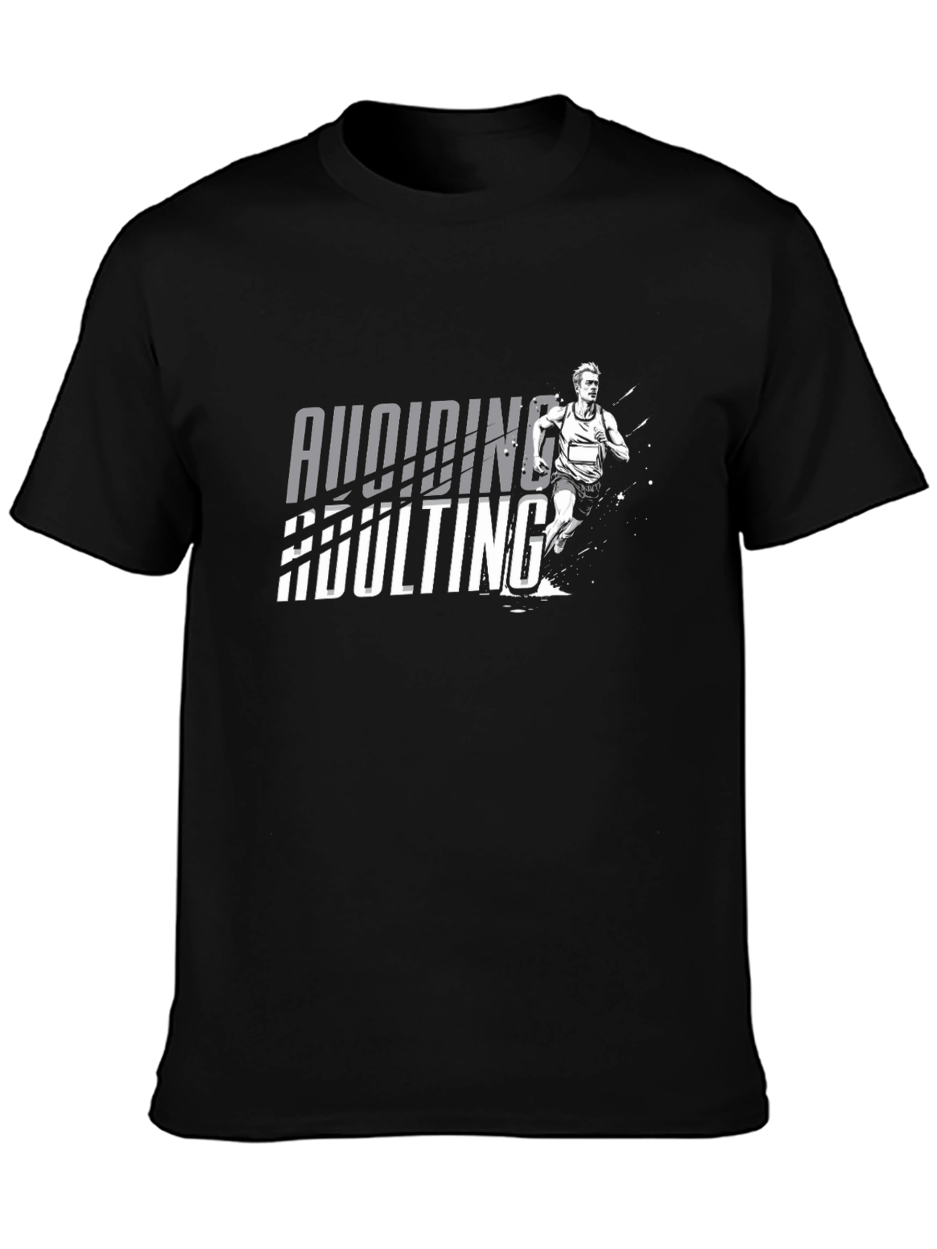 Black Avoiding Adulting Graphic Tee - Runner T-Shirt view 3