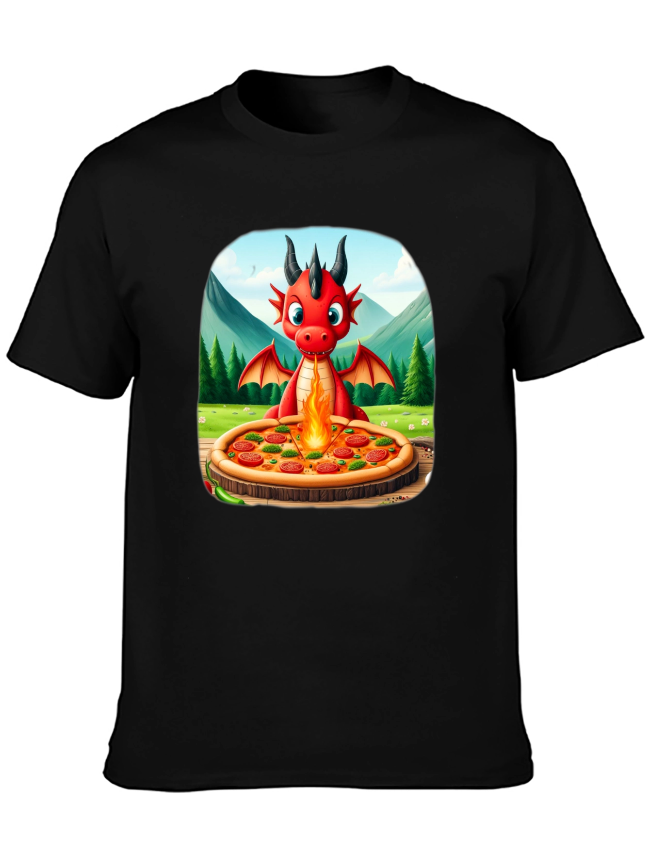 Black Dragon Pizza T-Shirt - Fun Graphic Tee view 3