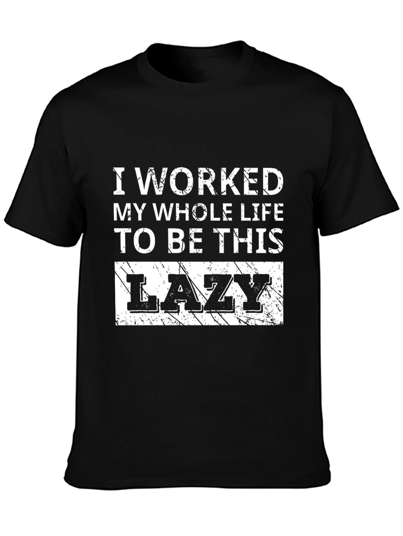 Black Funny Lazy Slogan Black T-Shirt view 3