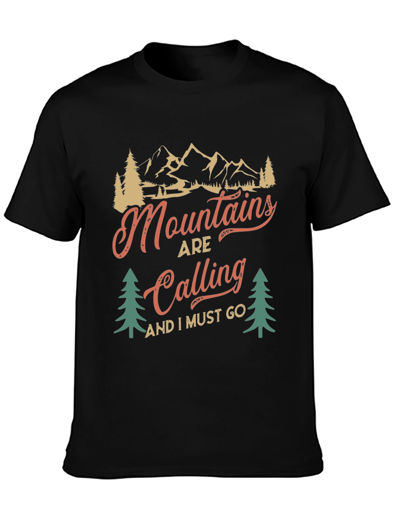 Black Mountains Are Calling Black Graphic Tee view 3