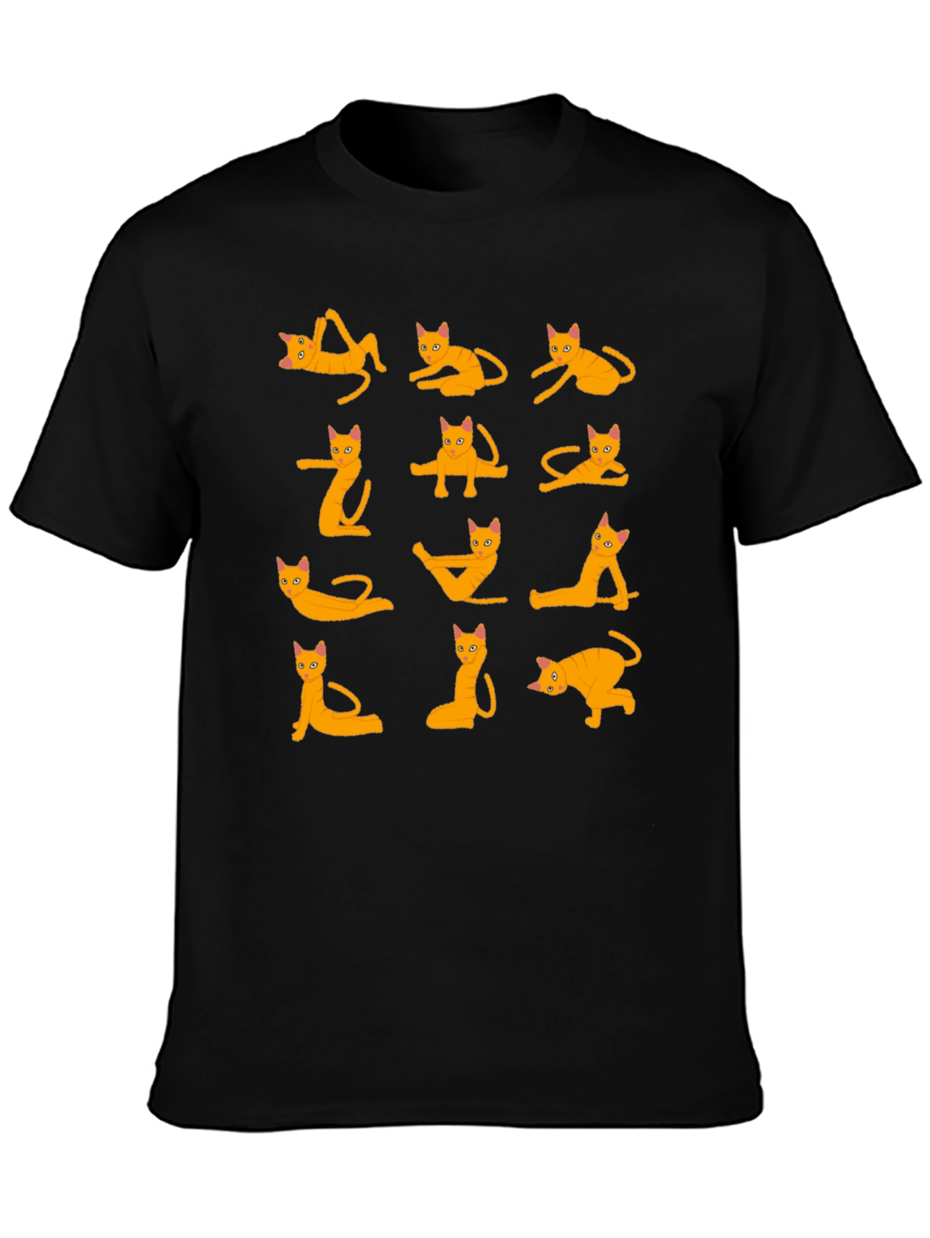 Black Yoga Cats Black T-Shirt view 3