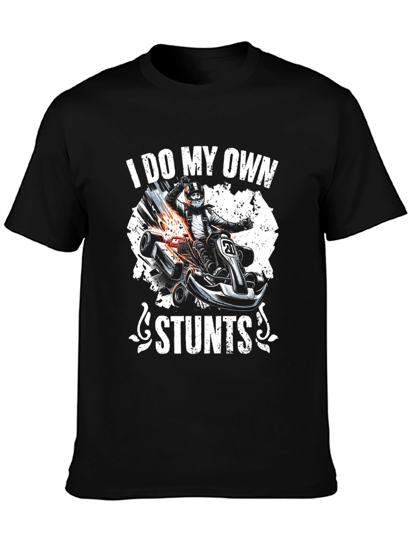 Black I Do My Own Stunts Go-Karting Graphic Tee view 3