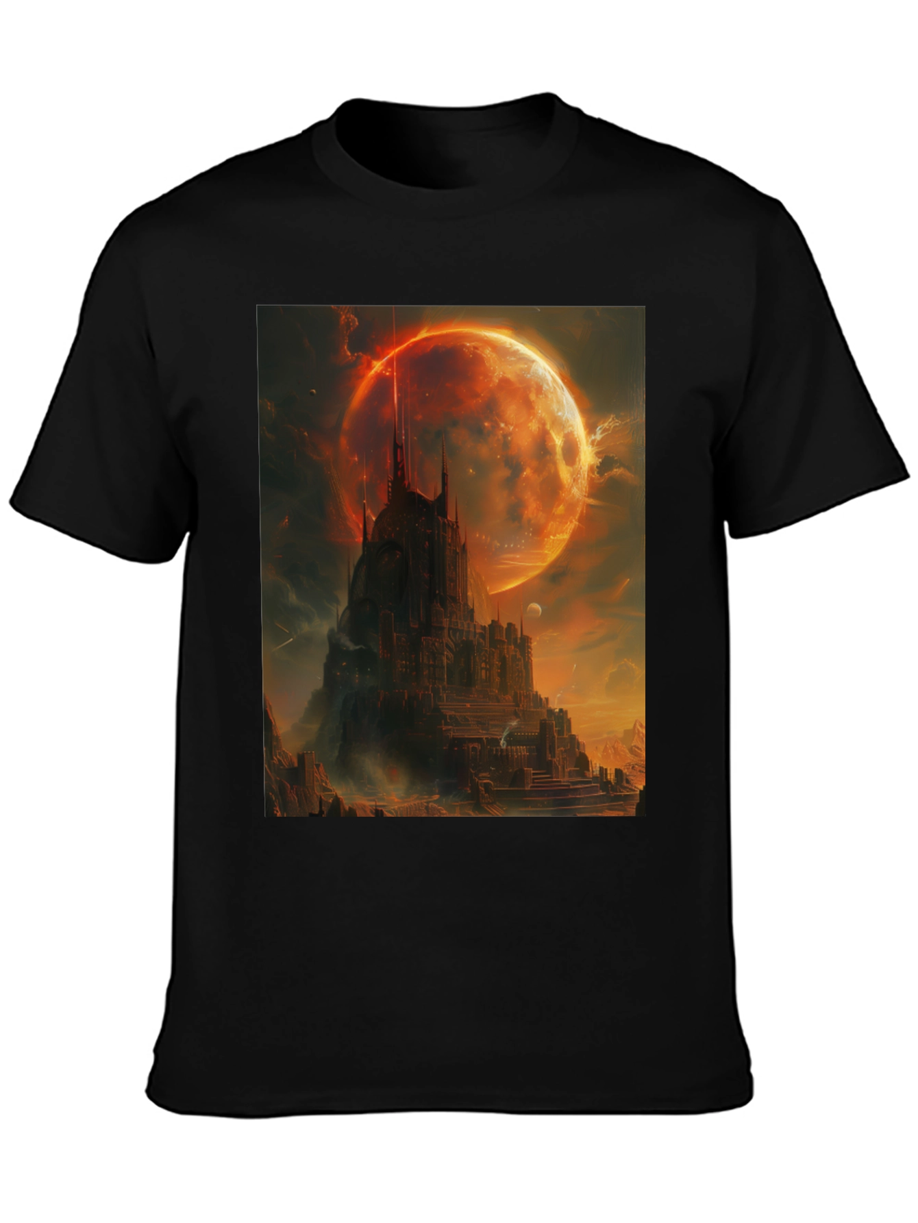 Black Fantasy Castle Graphic T-Shirt - Men's Black Tee view 3