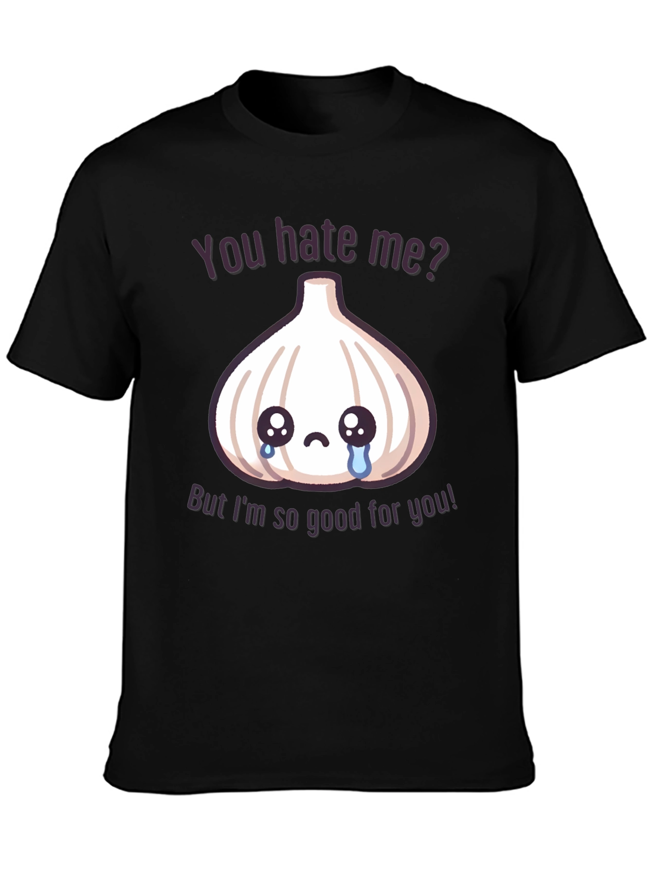 Black Funny Garlic Graphic T-Shirt - You Hate Me? view 3