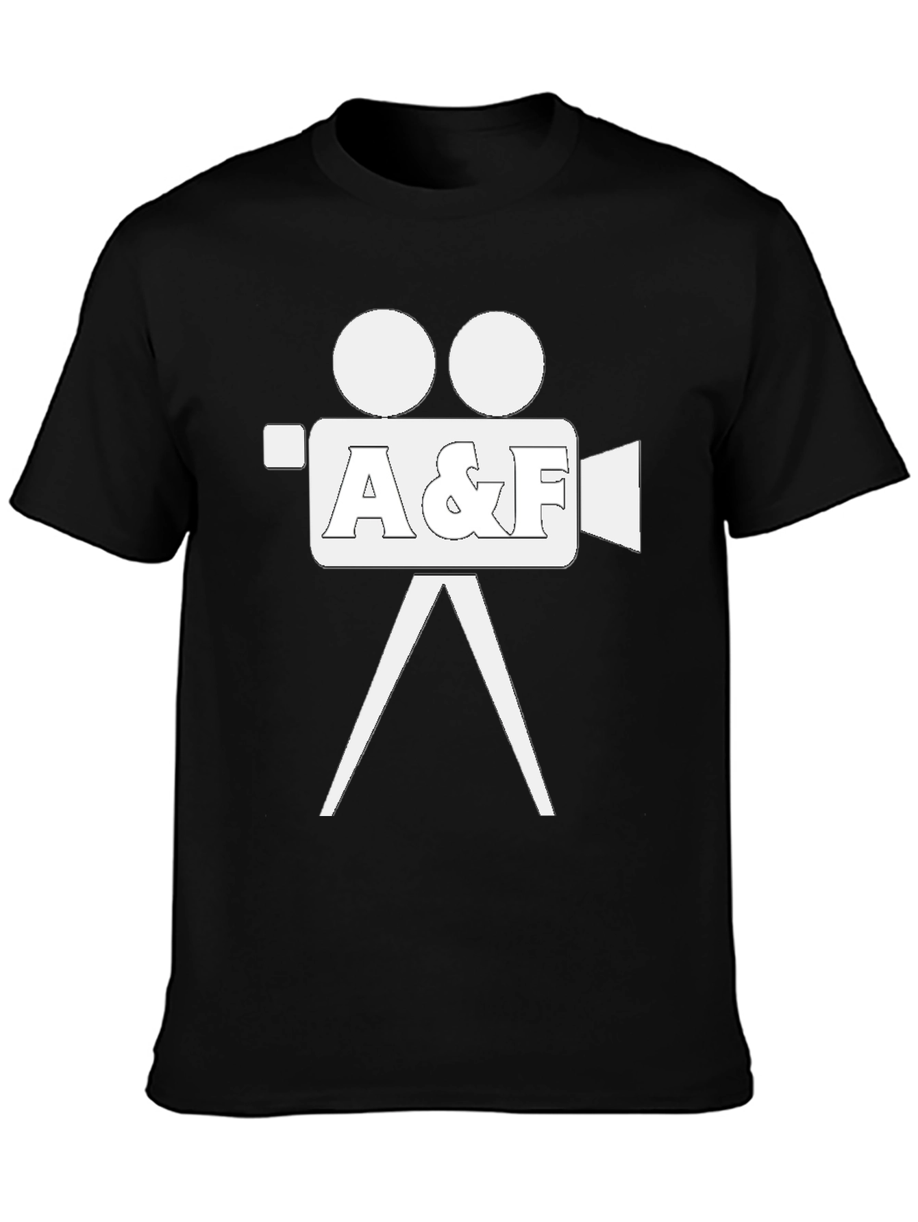 Black Vintage Movie Camera Graphic T-Shirt view 3