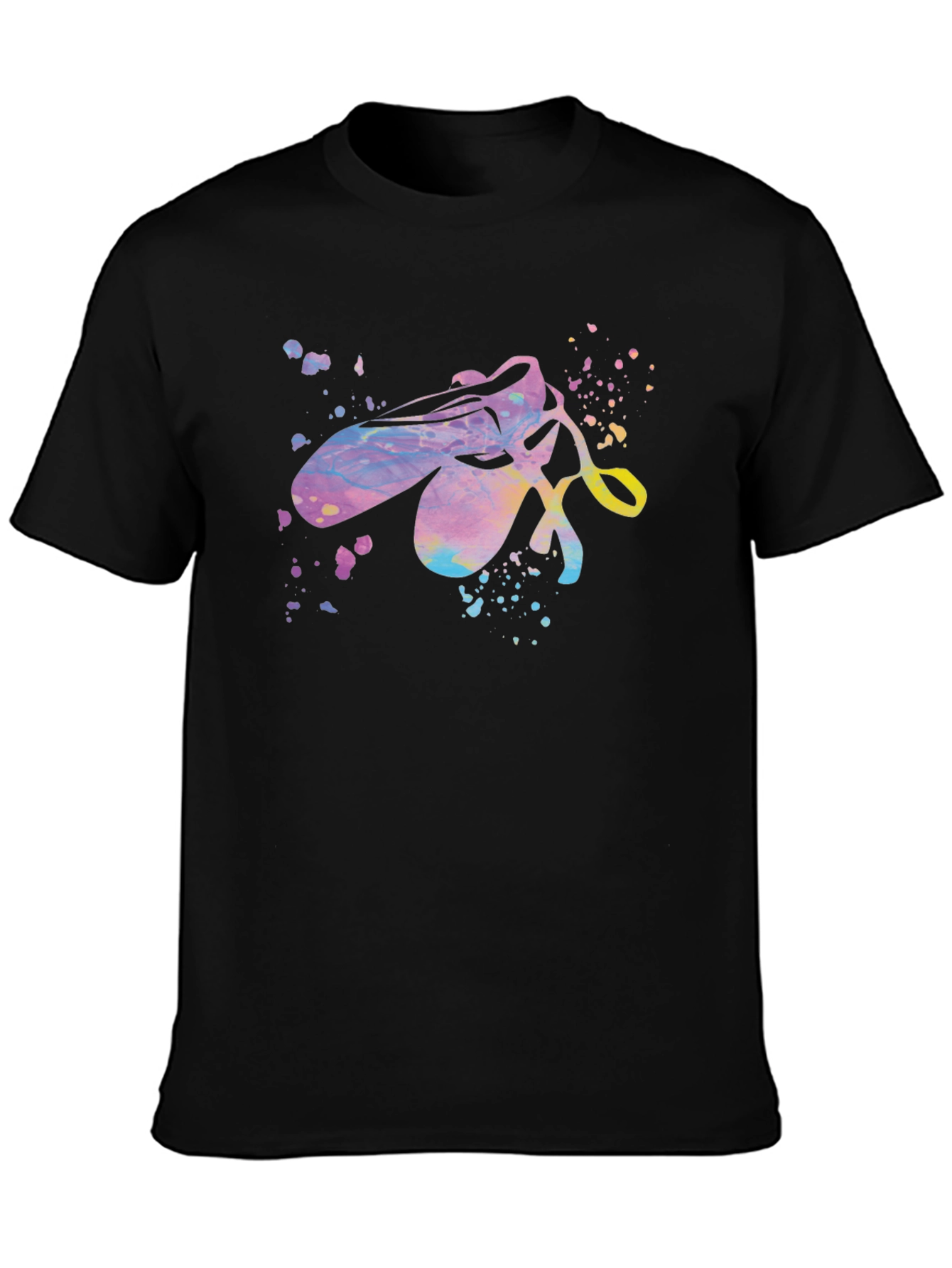 Black Ballet Shoes T-Shirt - Artistic Dancer Tee view 3