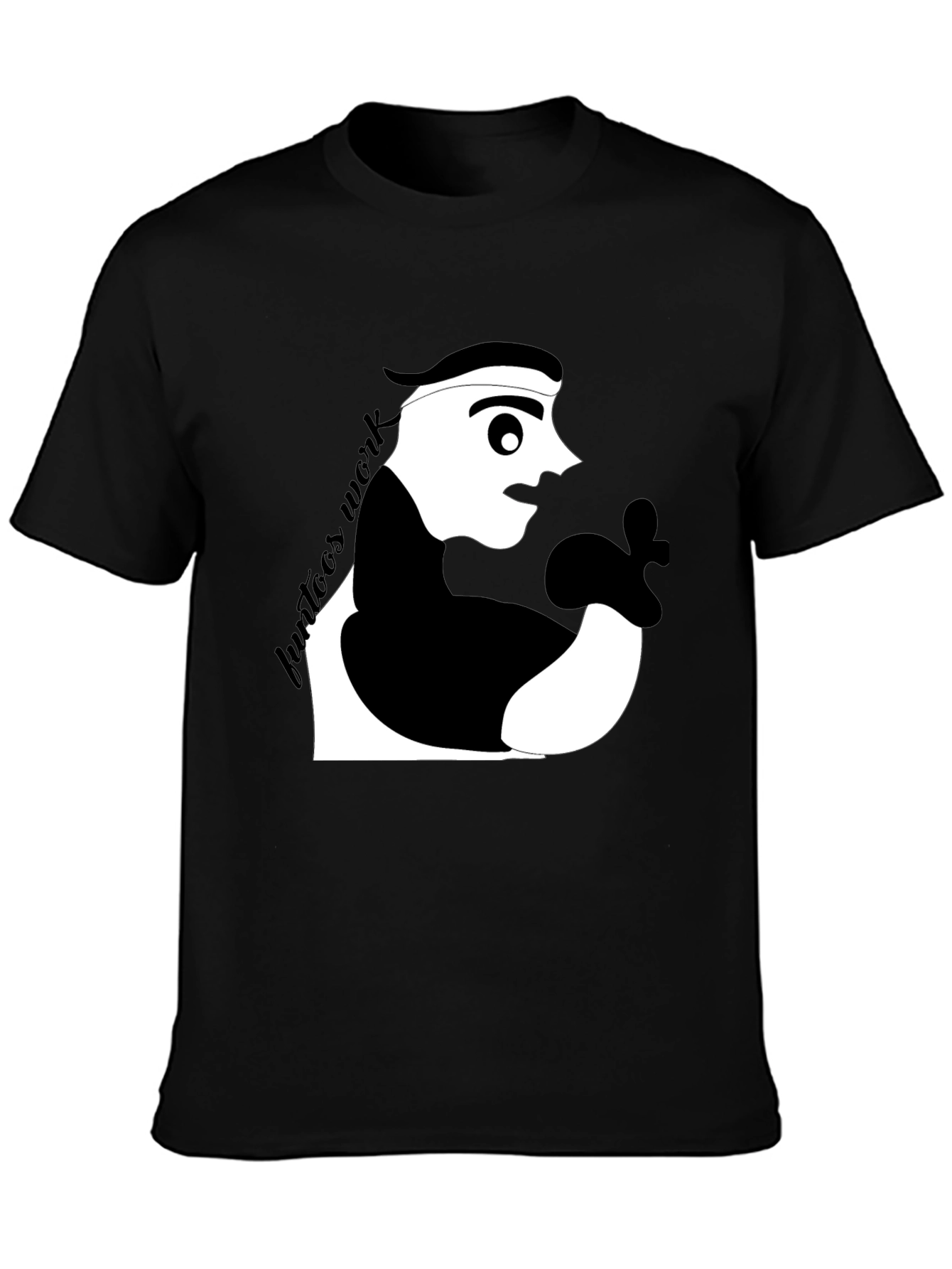 Black Cool Graphic Tee: Funtoon's Work Black T-Shirt view 3