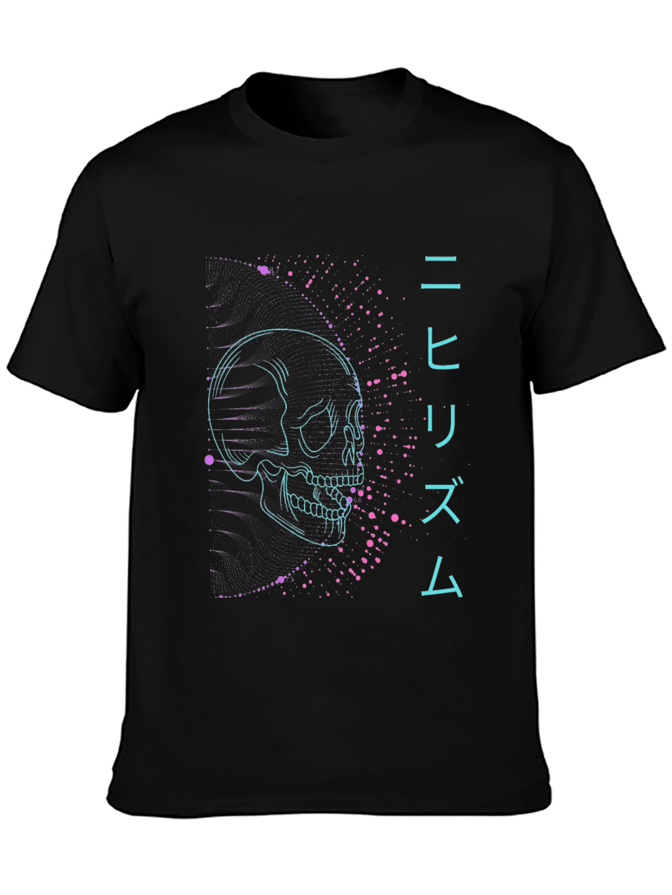 Black Neon Skull Nihilism Graphic Tee - Black view 3
