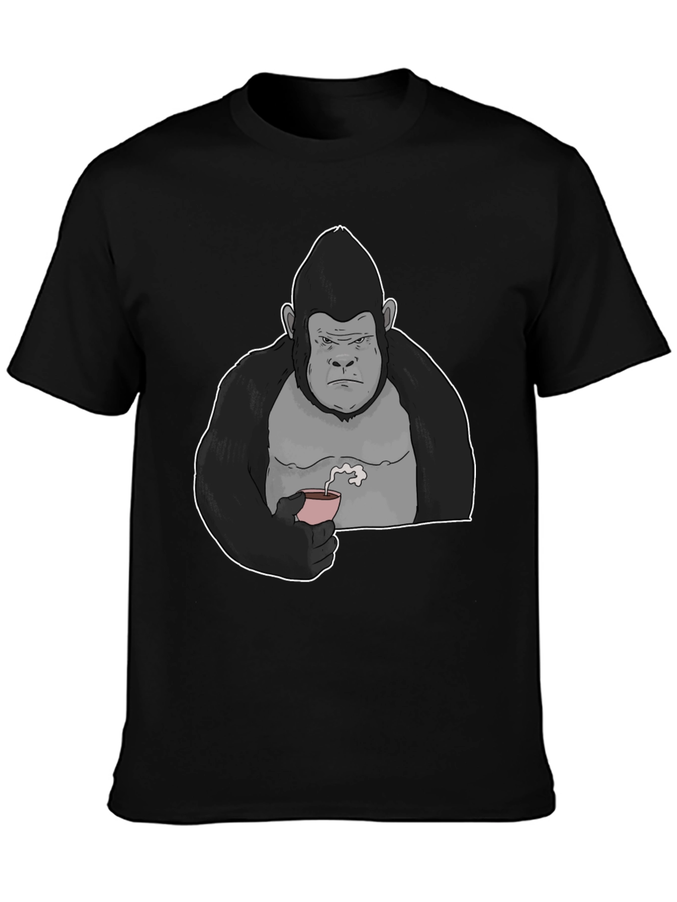 Black Gorilla Tea Sipping Graphic Tee - Black view 3