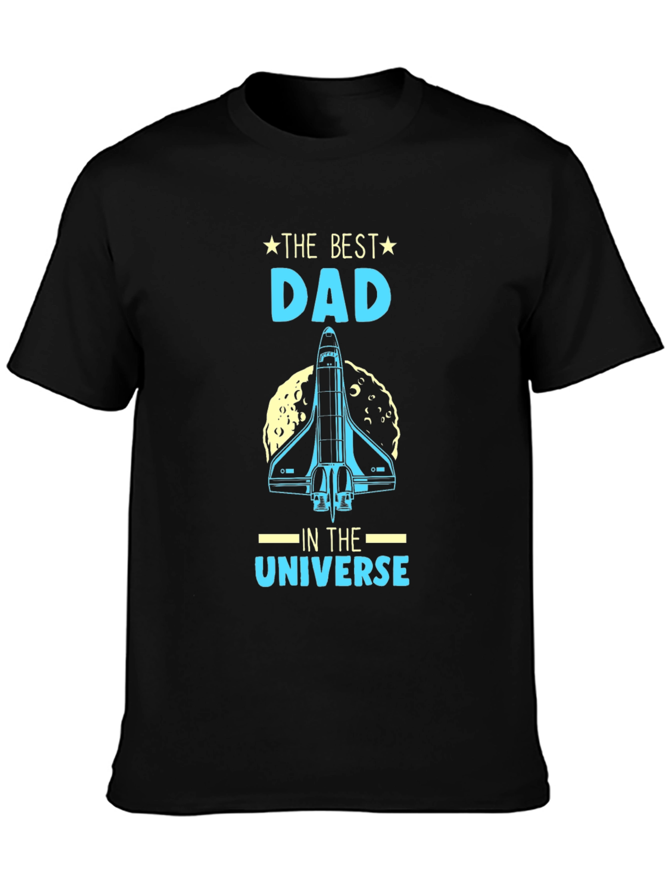 Black Best Dad in the Universe T-Shirt - Space Shuttle Design view 3