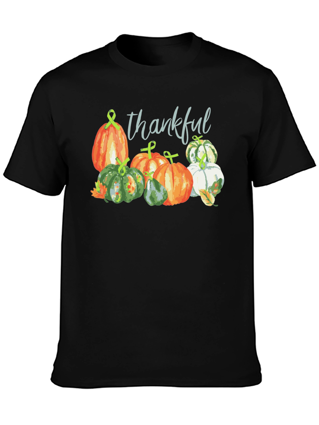 Black Thankful Pumpkin Patch Black T-Shirt Fall Season Tee view 3