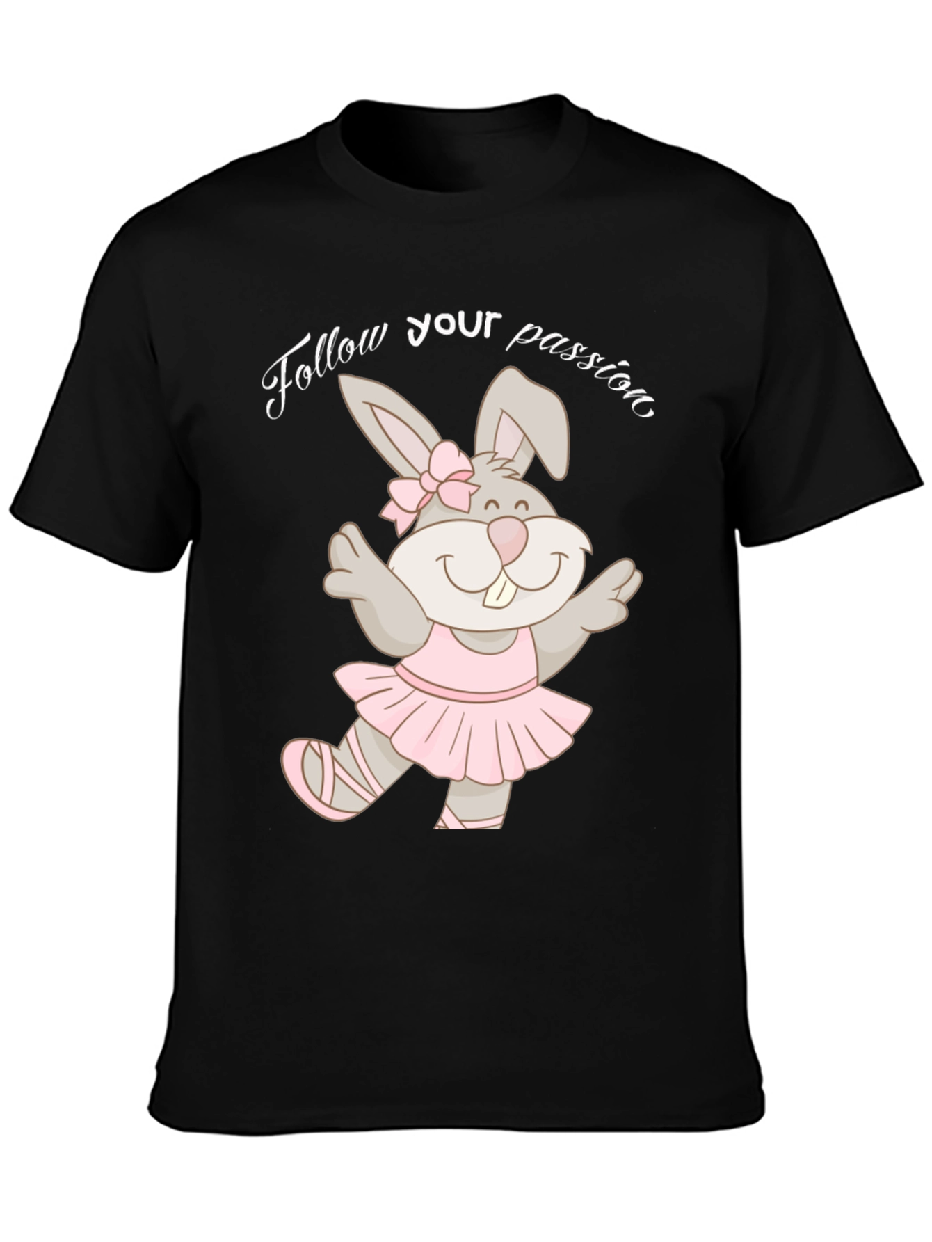 Black Dancing Bunny T-Shirt - Follow Your Passion! view 3