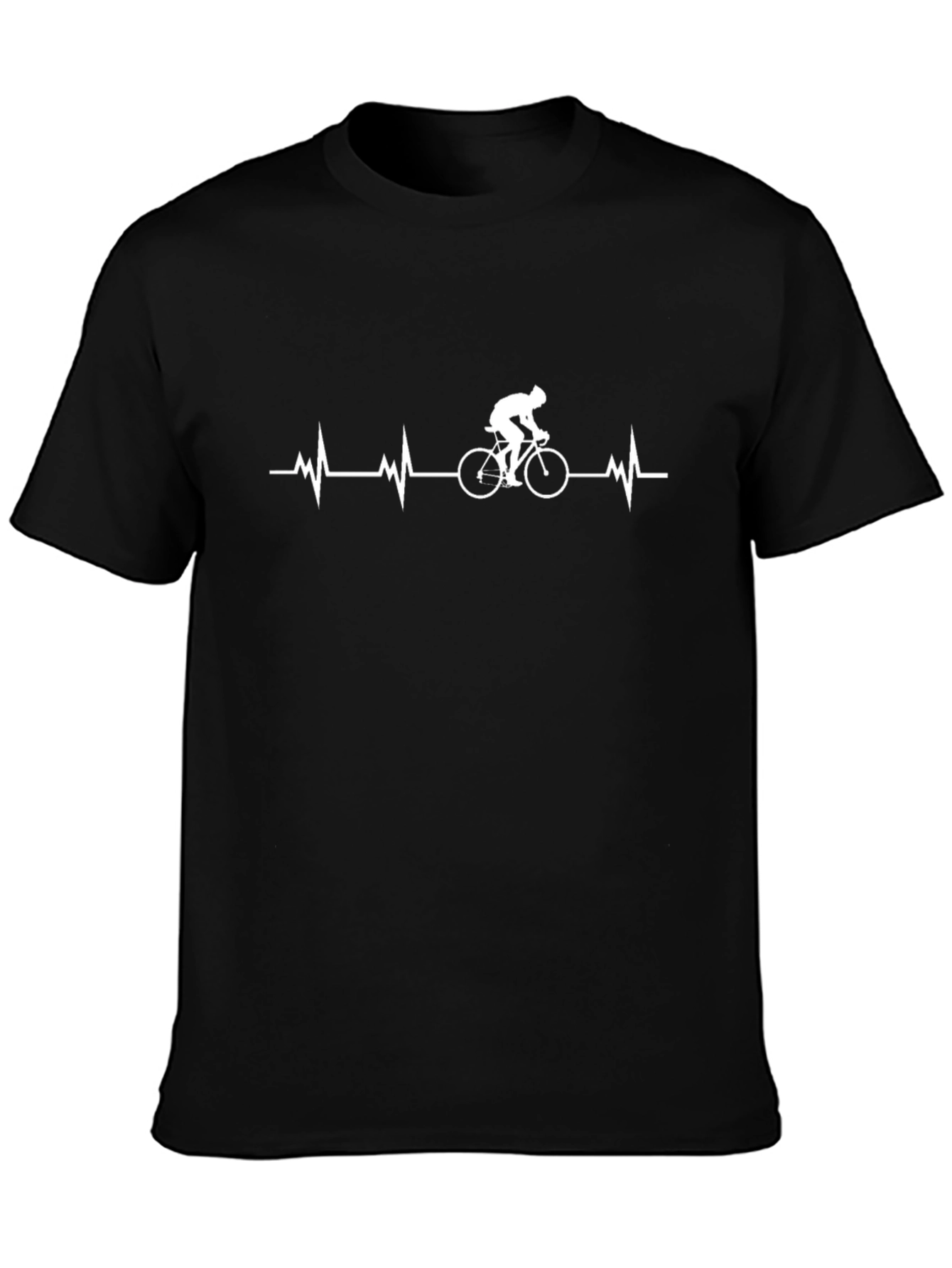 Black Cycling Heartbeat T-Shirt view 3