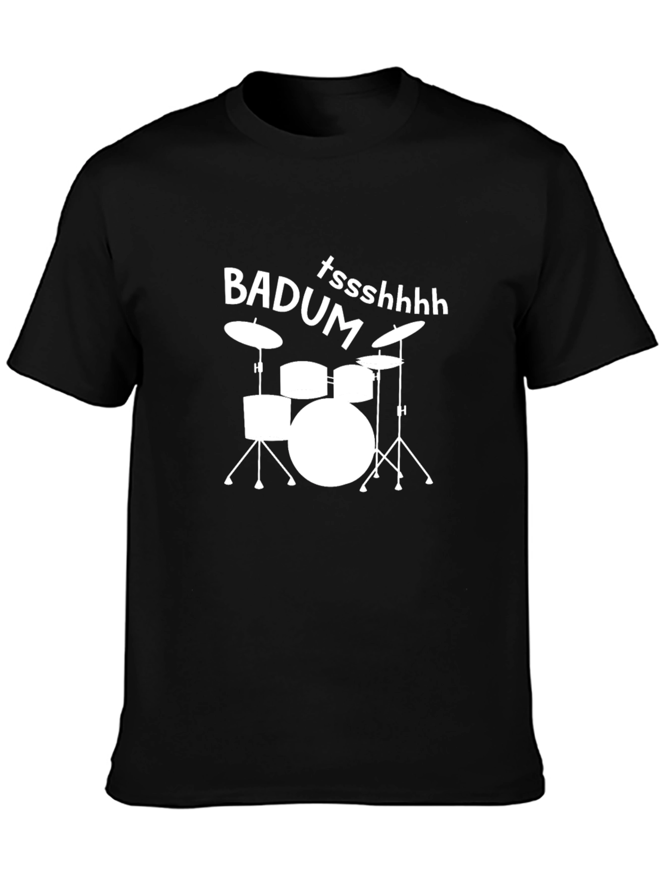 Black Drum Kit T-Shirt: Badum Tssshhhh Graphic Tee view 3