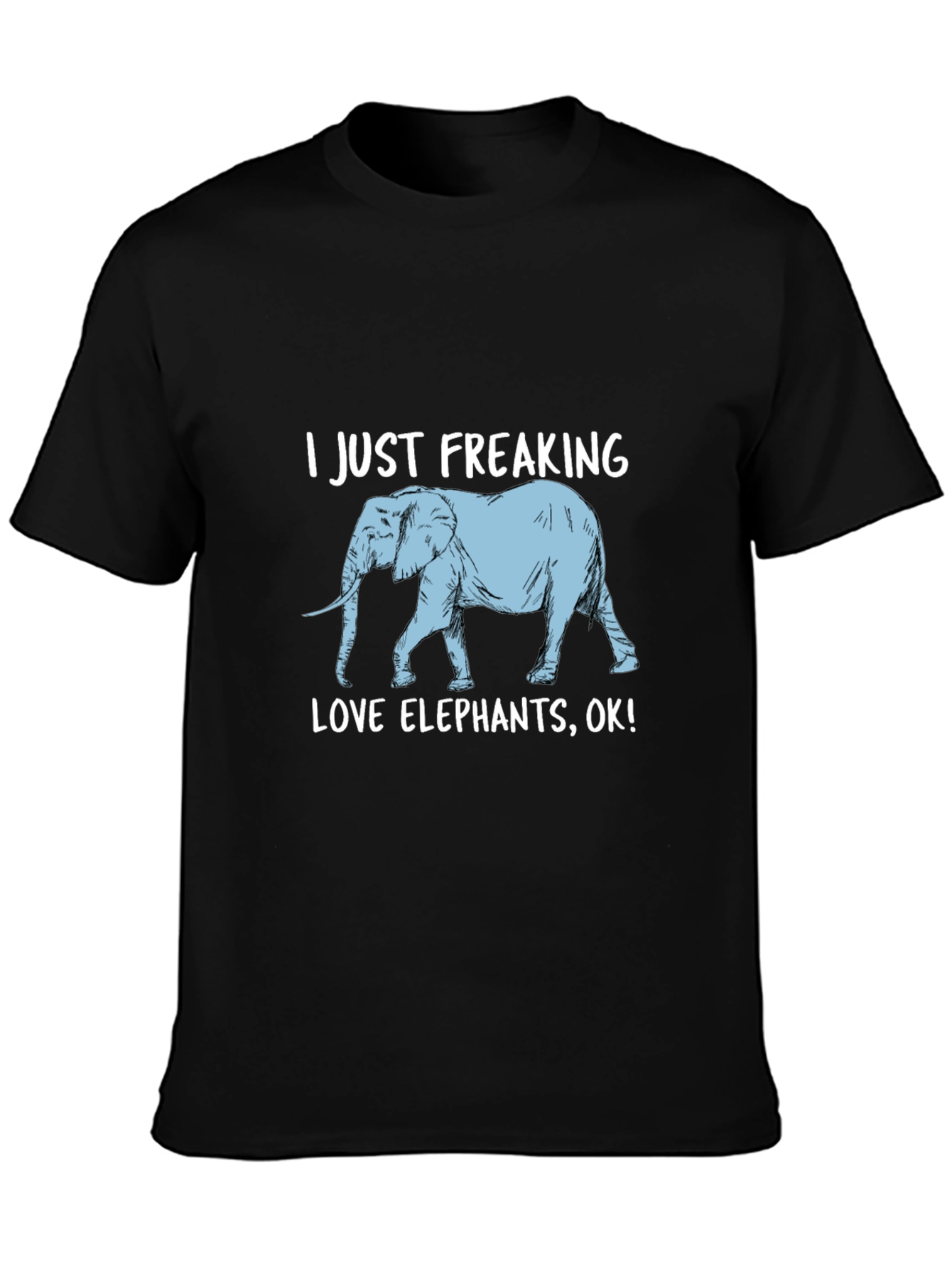 Black I Just Freaking Love Elephants Graphic Tee view 3