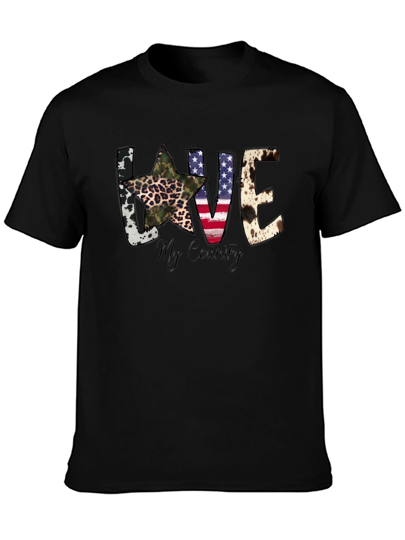 Black Love My Country Patriotic T-Shirt view 3