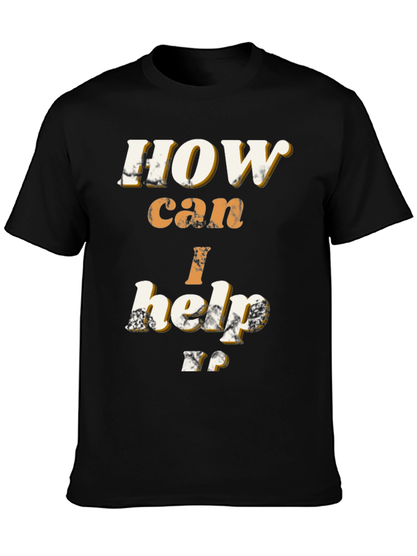 Black How Can I Help T-Shirt - Bold Graphic Tee view 3