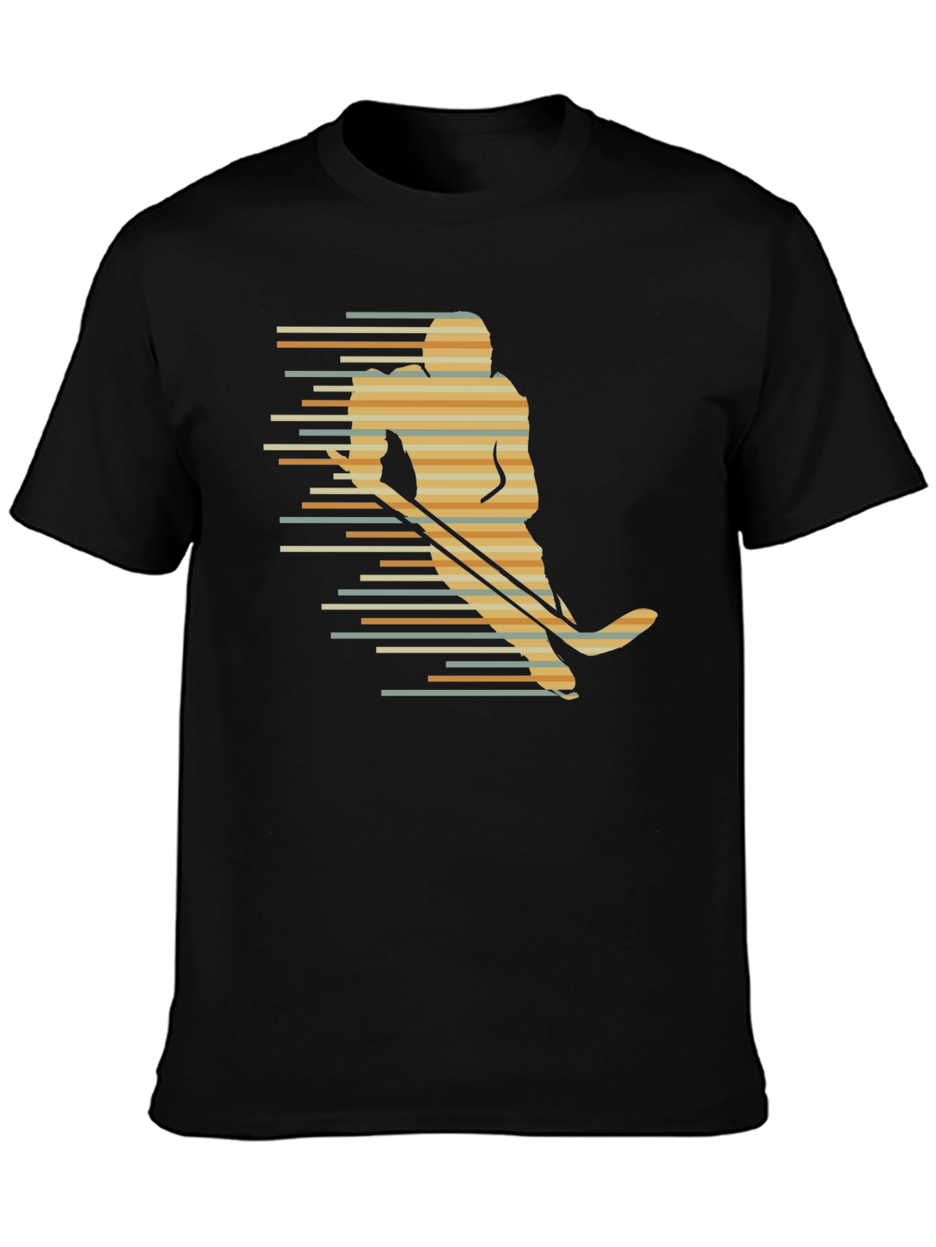 Black Retro Hockey Player Graphic Tee - Black view 3