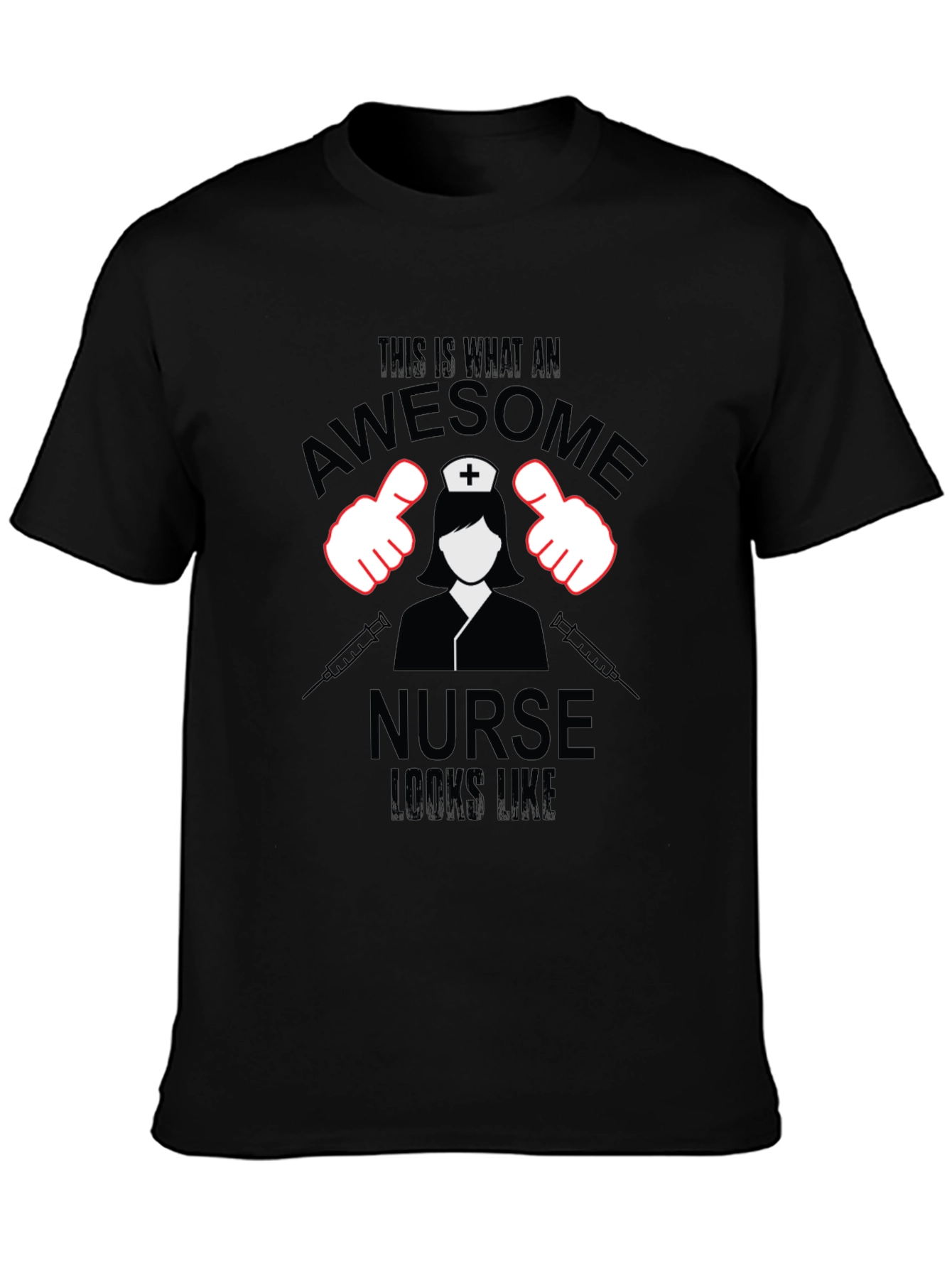 Black Awesome Nurse T-Shirt - Black Cotton Tee view 3