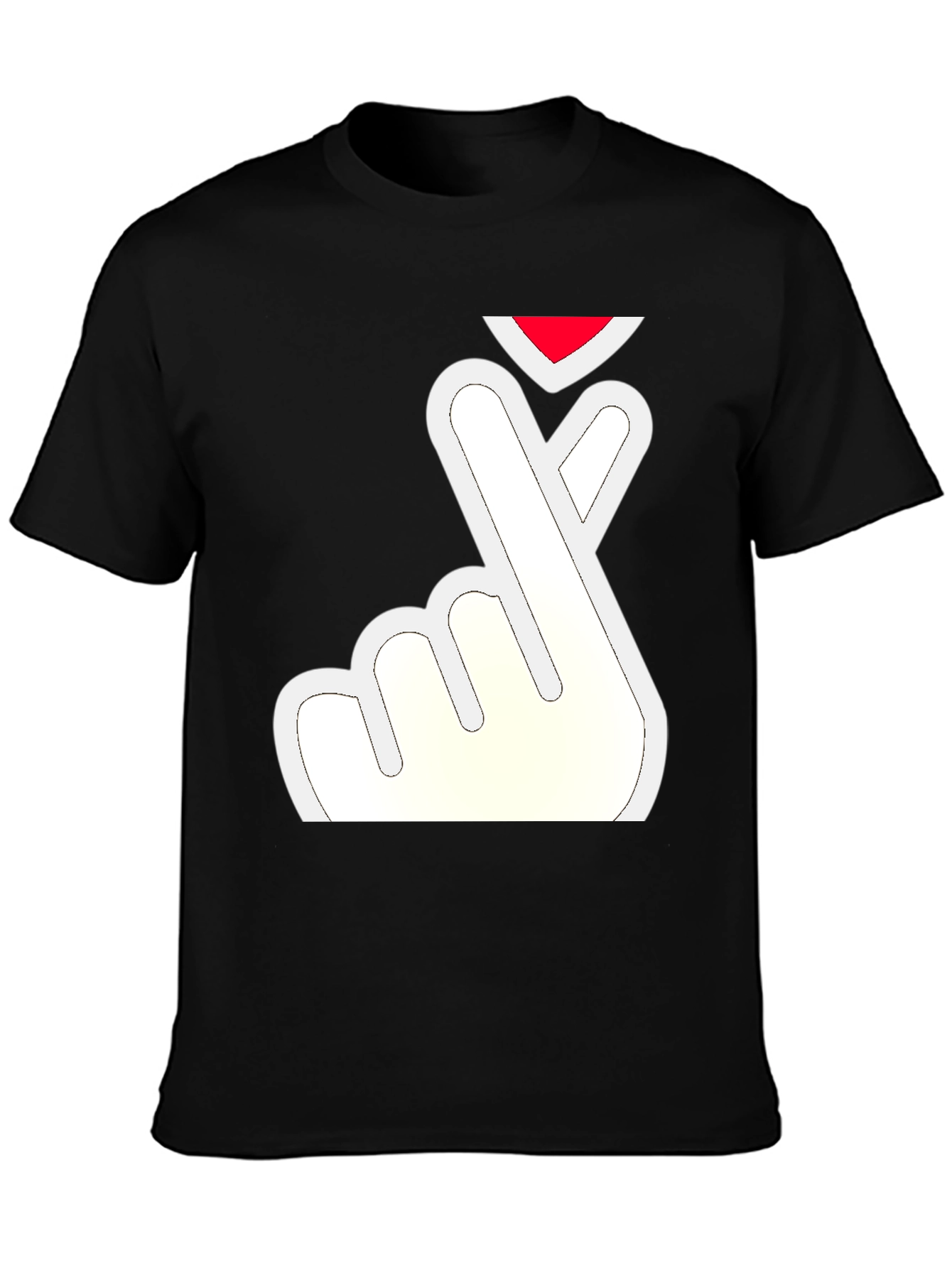 Black Finger Heart T-Shirt - Black Tee view 3