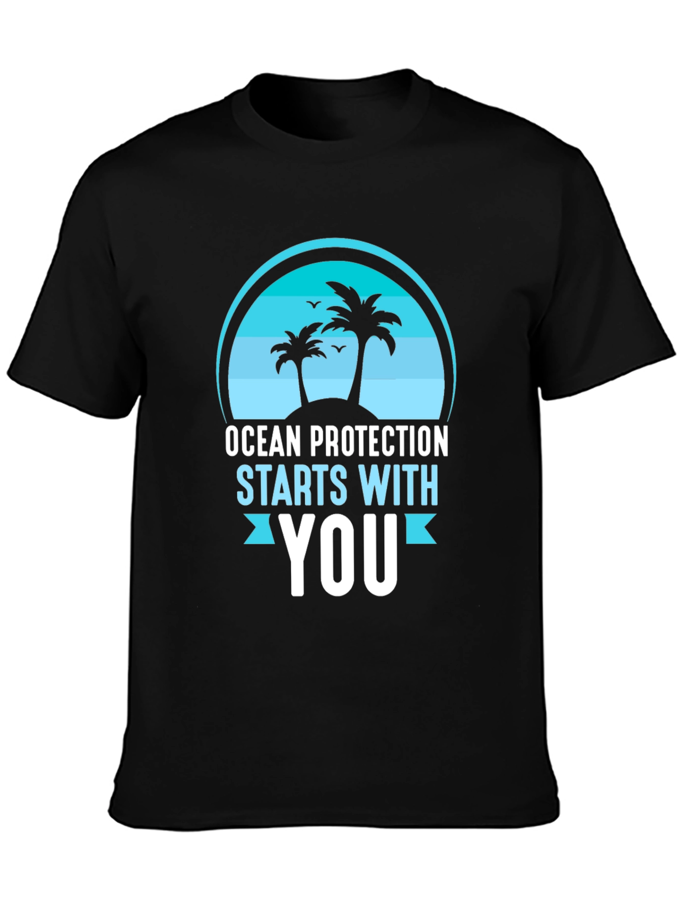 Black Ocean Protection Starts With You T-Shirt view 3