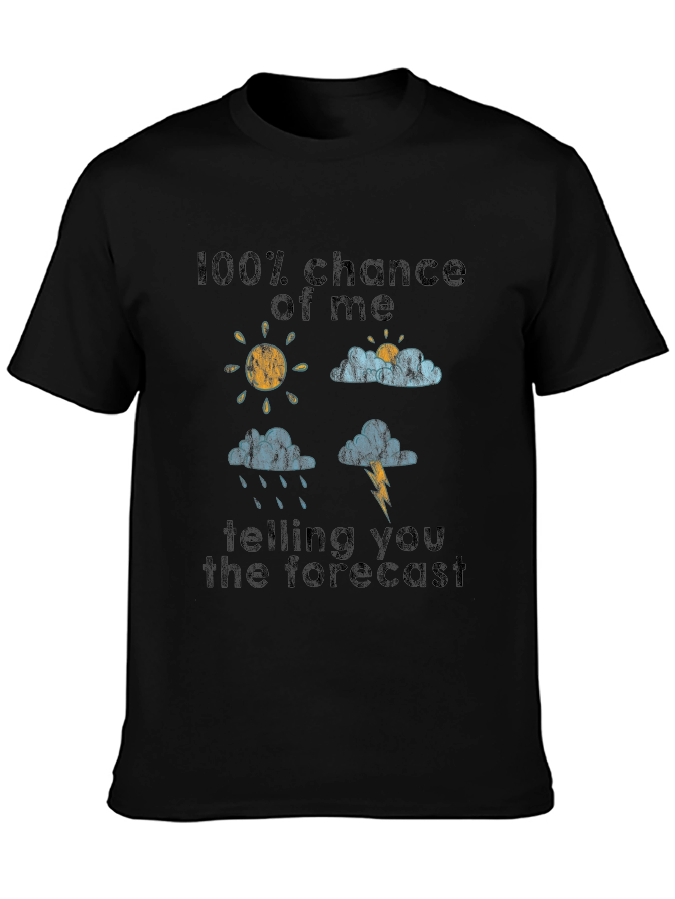 Black Funny Weather Forecast Graphic Tee view 3