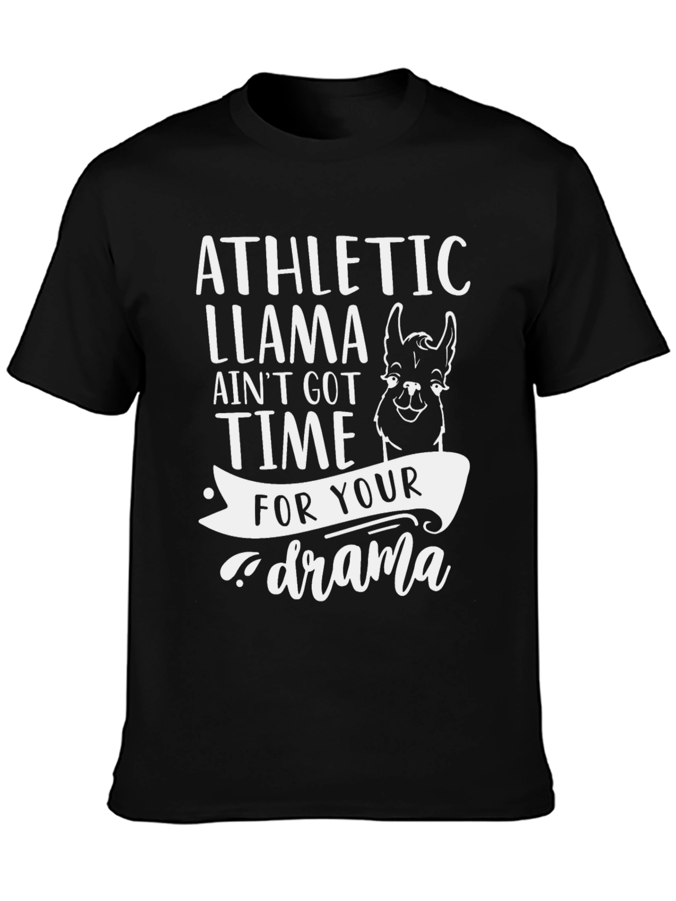 Black Athletic Llama T-Shirt - No Time For Drama! view 3