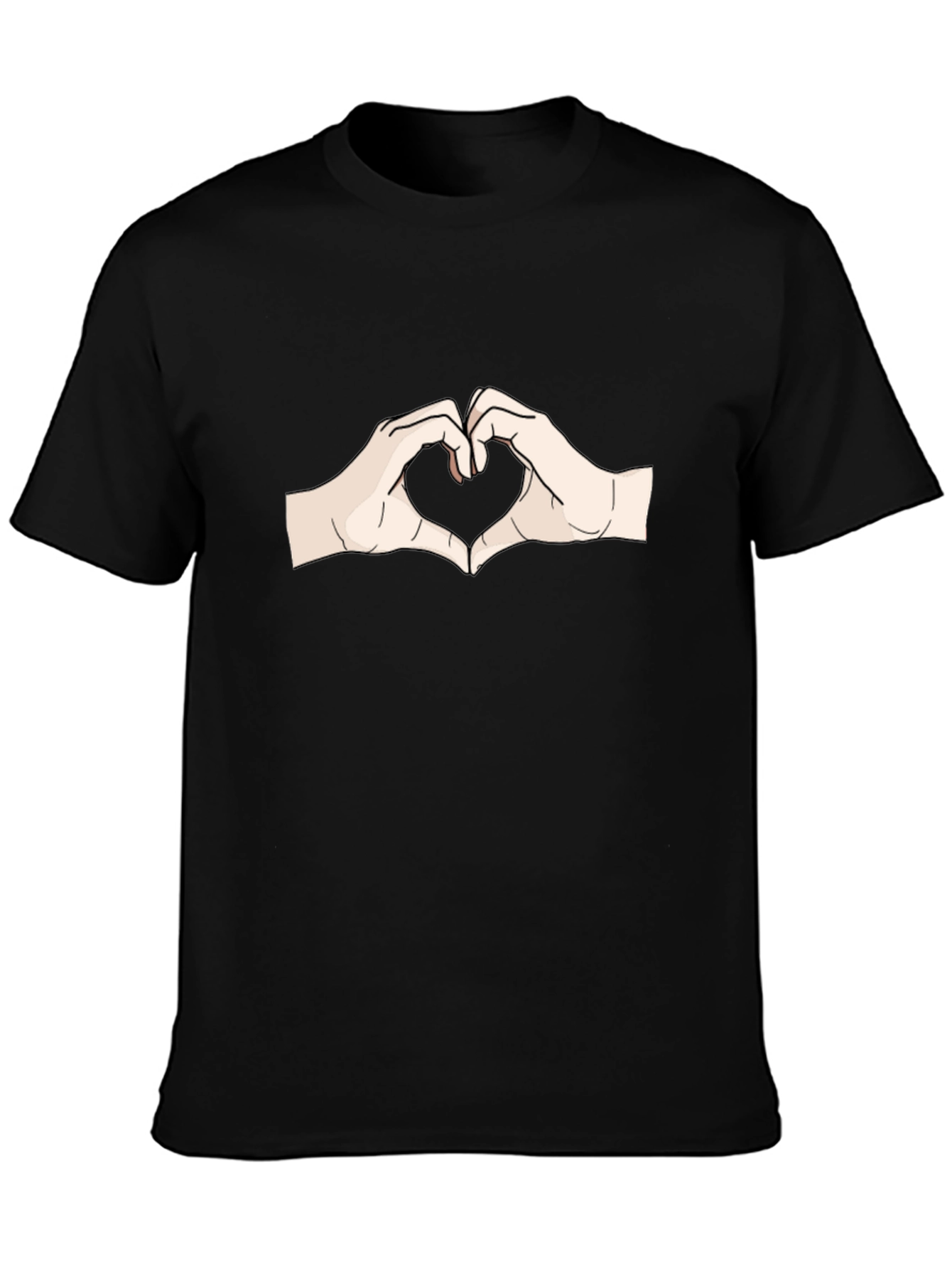 Black Heart Hands Graphic Tee - Soft Cotton Casual T-Shirt view 3