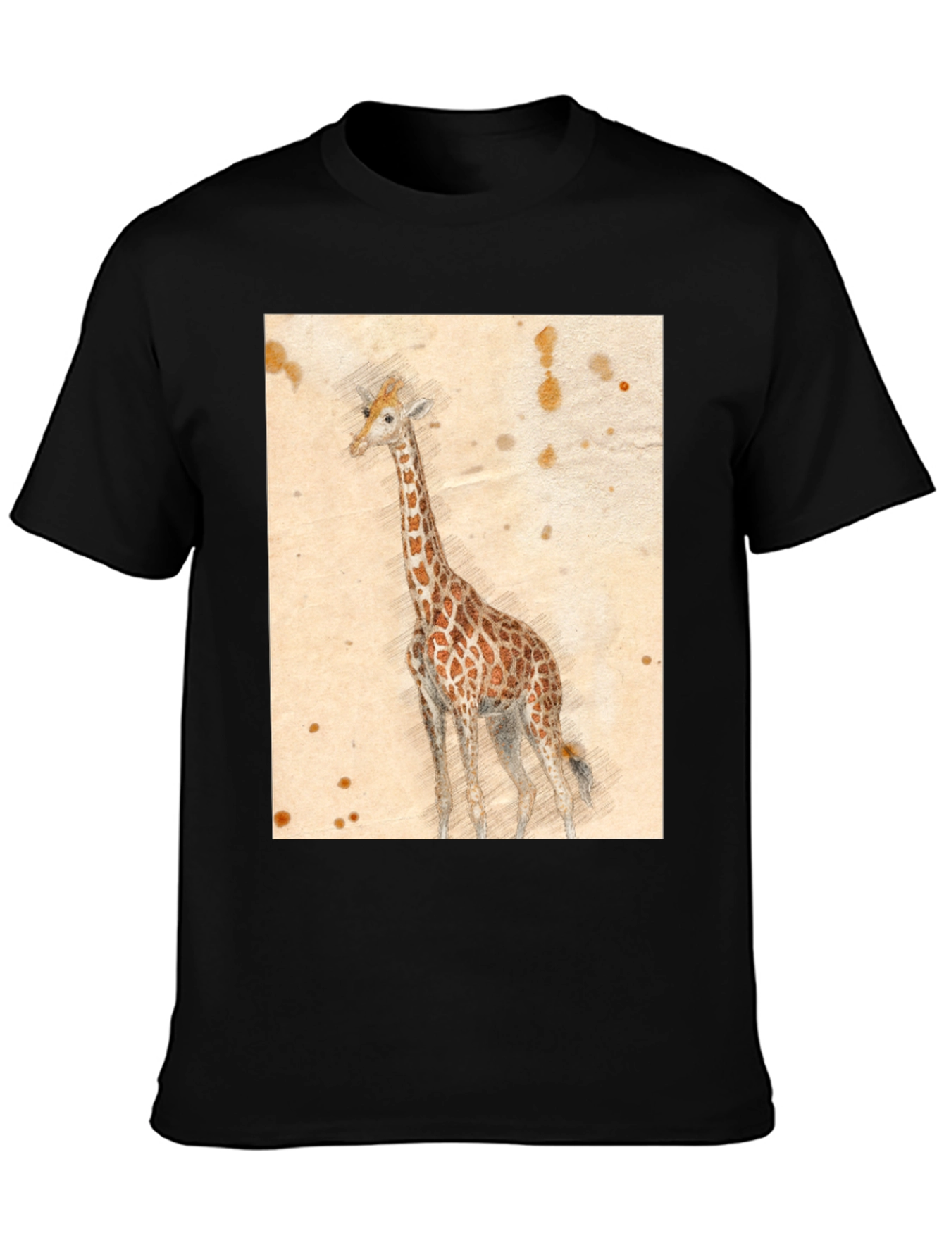 Black Giraffe Sketch T-Shirt - Unique Graphic Tee view 3