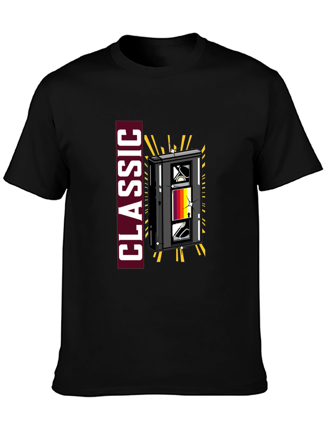 Black Retro Cassette Classic Graphic Tee view 3