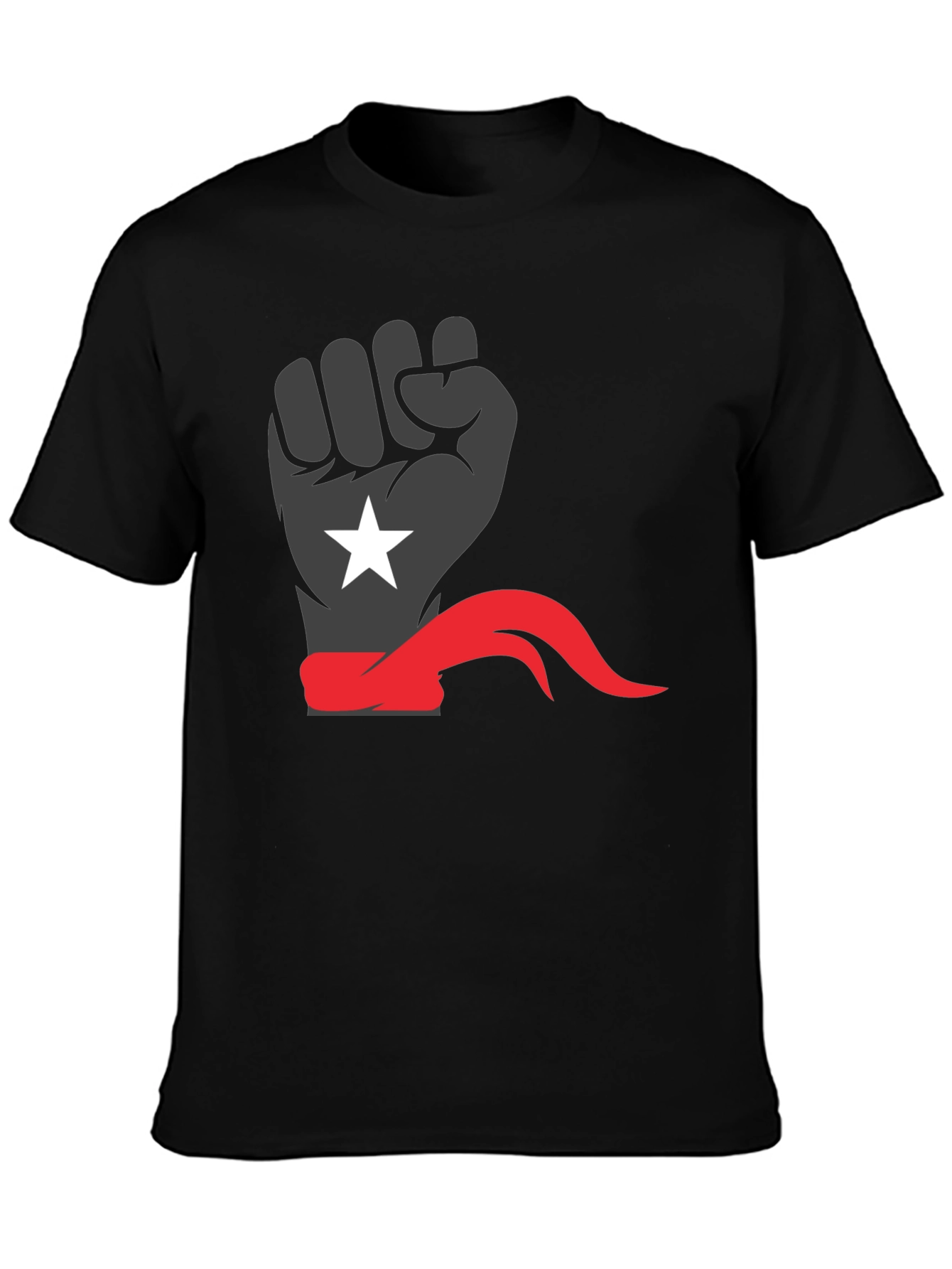 Black Power Fist Tee - Red Bandana Star Design - 3