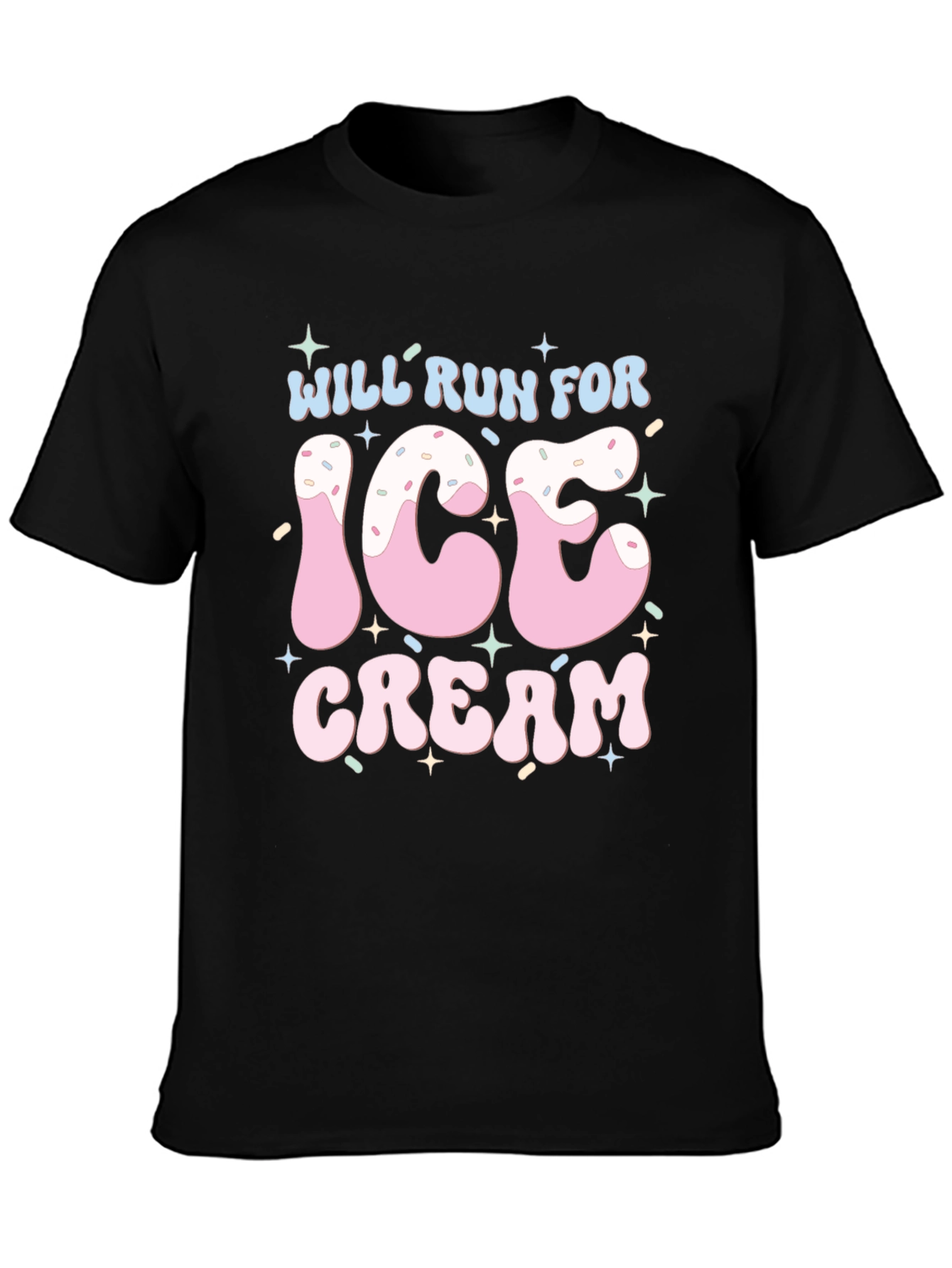 Black Will Run For Ice Cream T-Shirt Black view 3