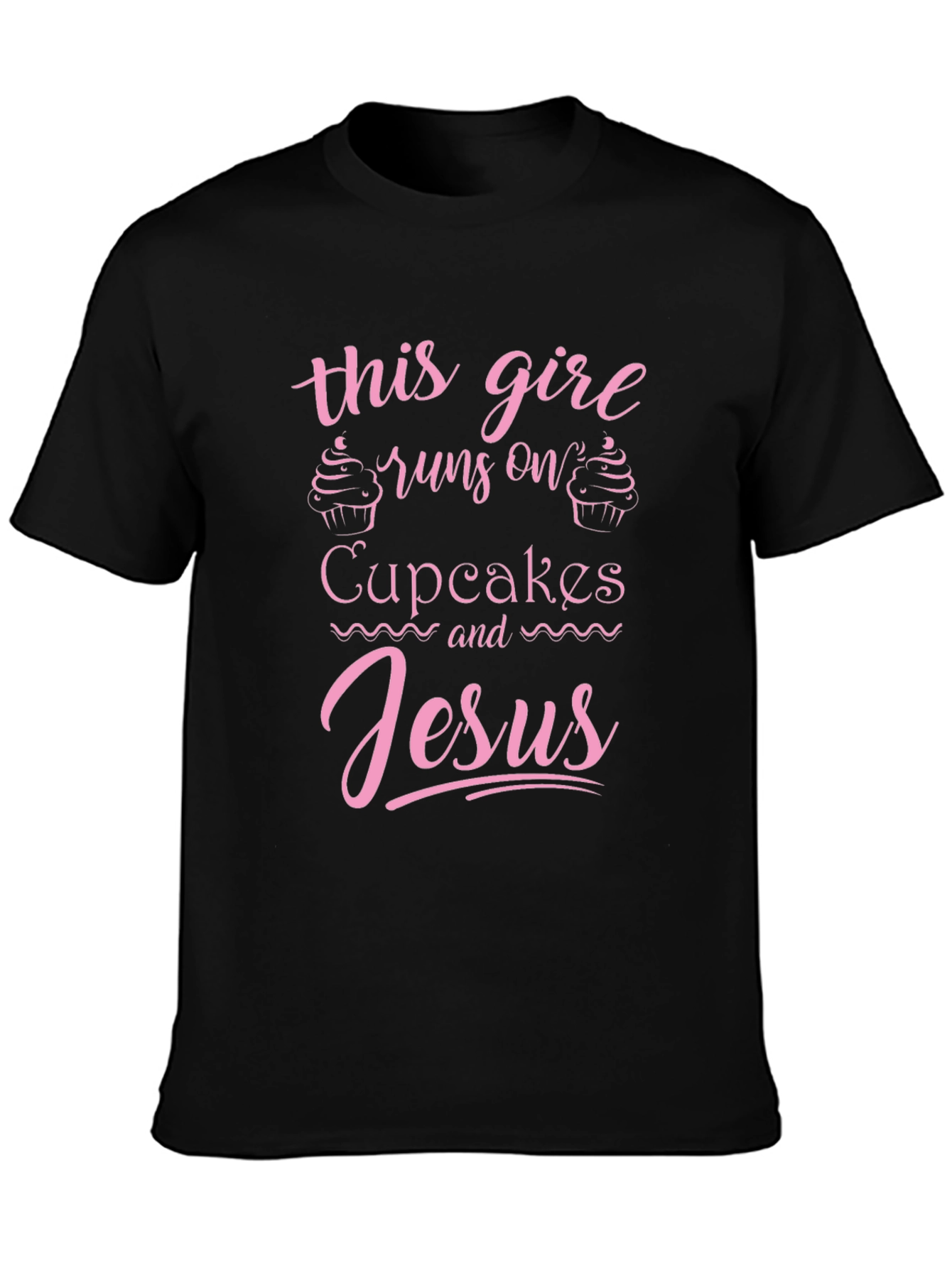Black Runs on Cupcakes and Jesus Graphic T-Shirt view 3