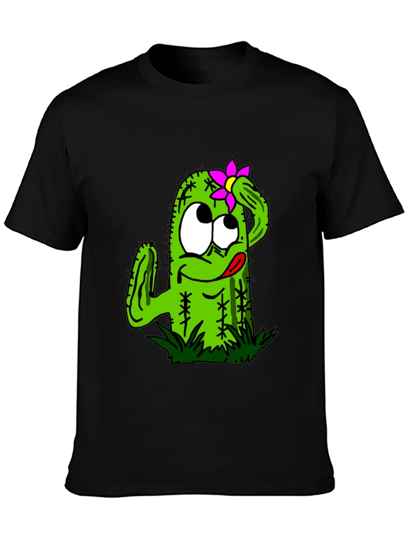 Black Funny Cactus Graphic Tee - Black Unisex T-Shirt view 3