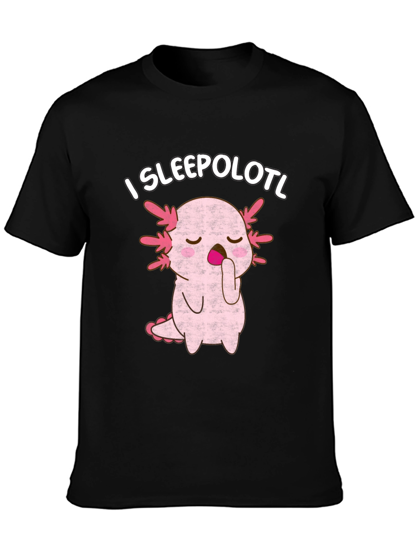 Black I Sleepolotl T-Shirt - Cute Axolotl Sleeping Tee view 3