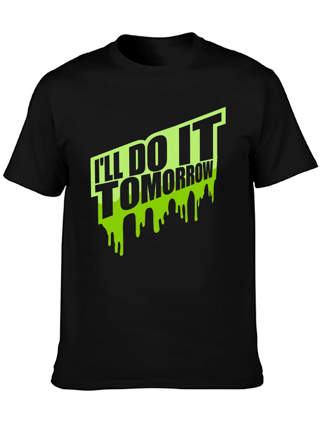 Black I'll Do It Tomorrow Men's Black T-Shirt view 3