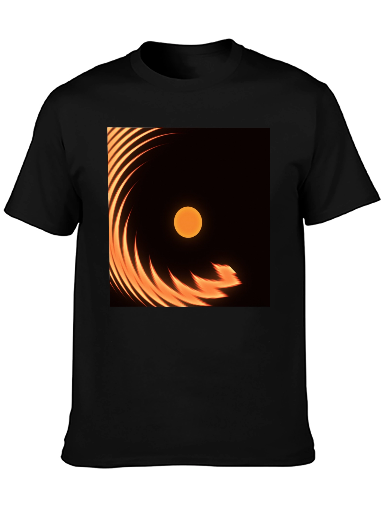 Black Fiery Sun Graphic Tee - Black Cotton Blend view 3