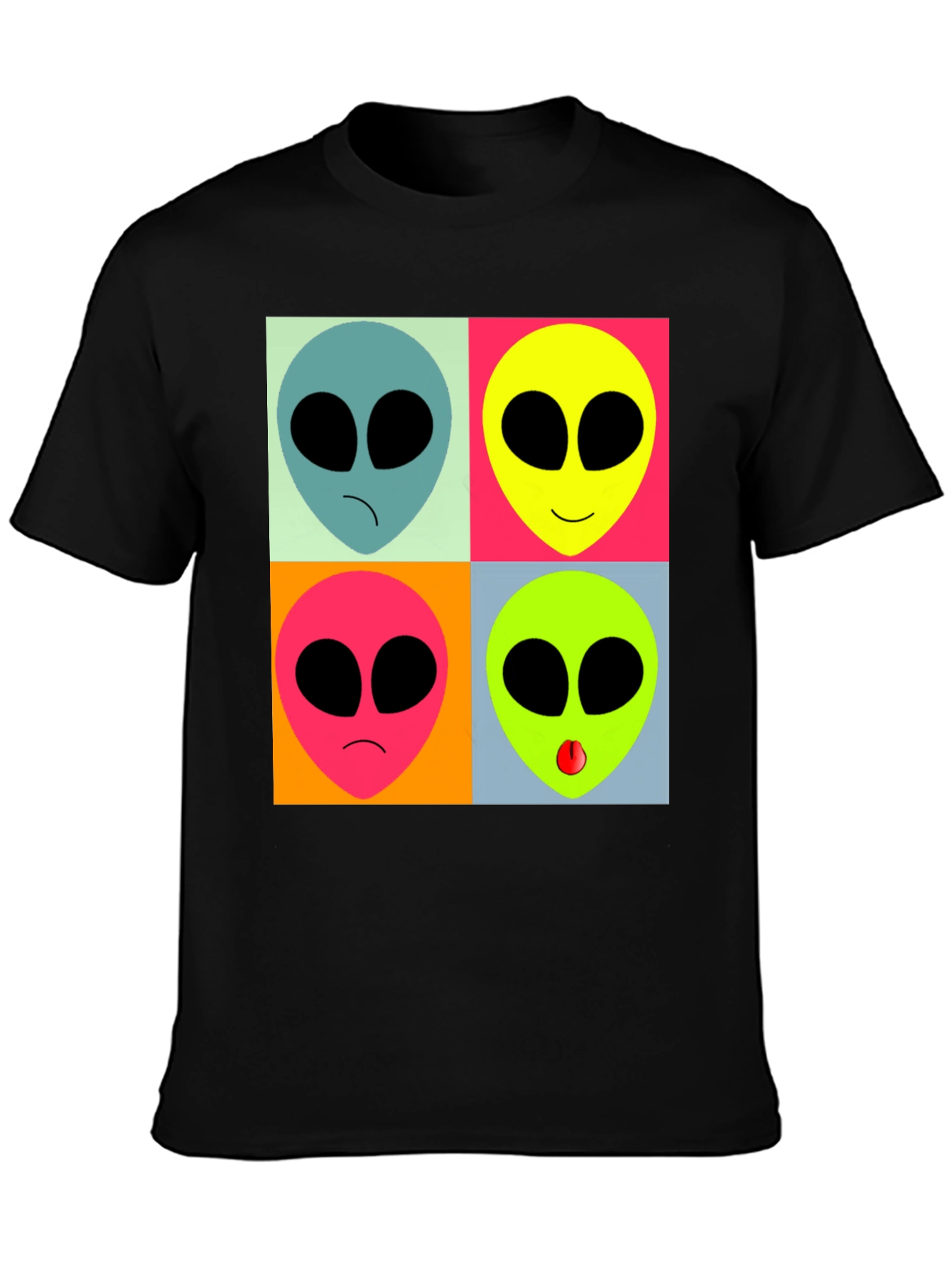 Black Retro Alien Pop Art T-Shirt - Black Graphic Tee view 3