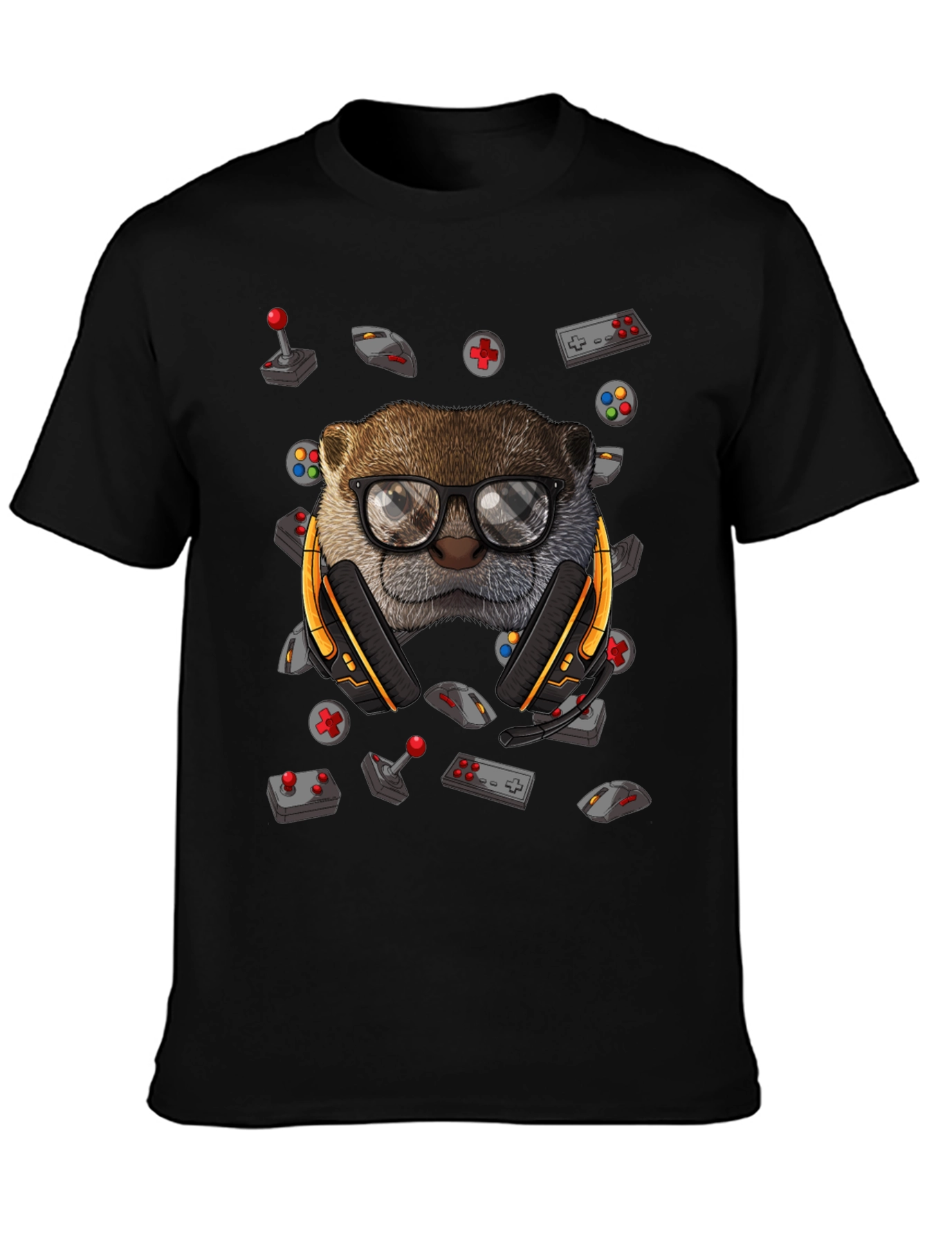 Black Gamer Otter Graphic Tee - Playful Style view 3
