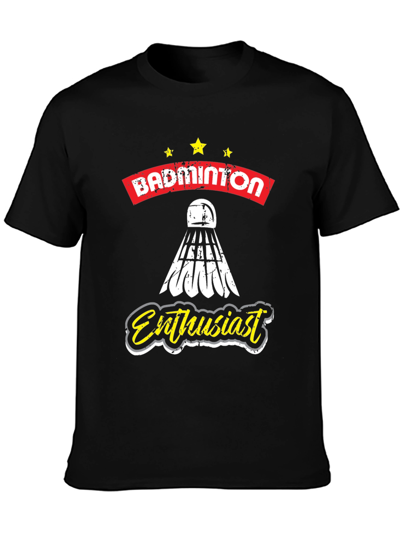 Black Badminton Enthusiast Graphic Tee - Unisex view 3