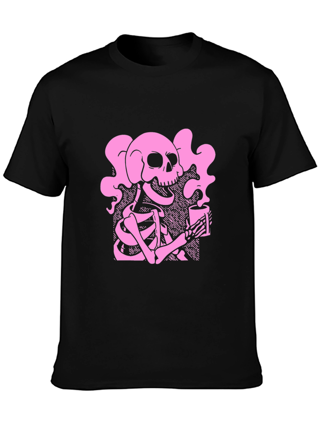 Black Skeleton Coffee T-Shirt - Gothic Style, Relaxed Fit view 3